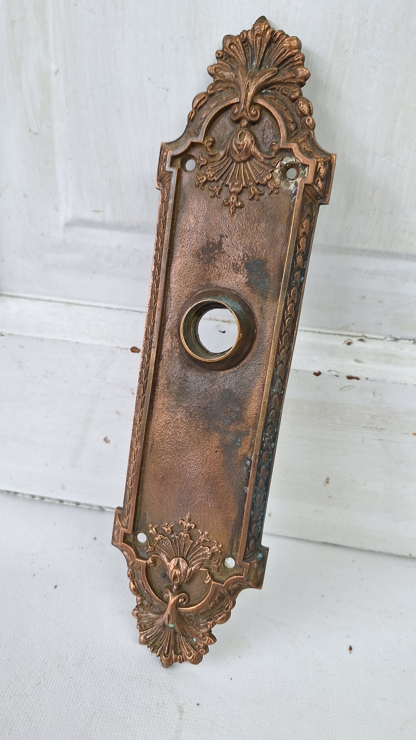 Antique Bronze Doorknob Backplate with No Keyhole, Victorian Door Knob Escutcheon