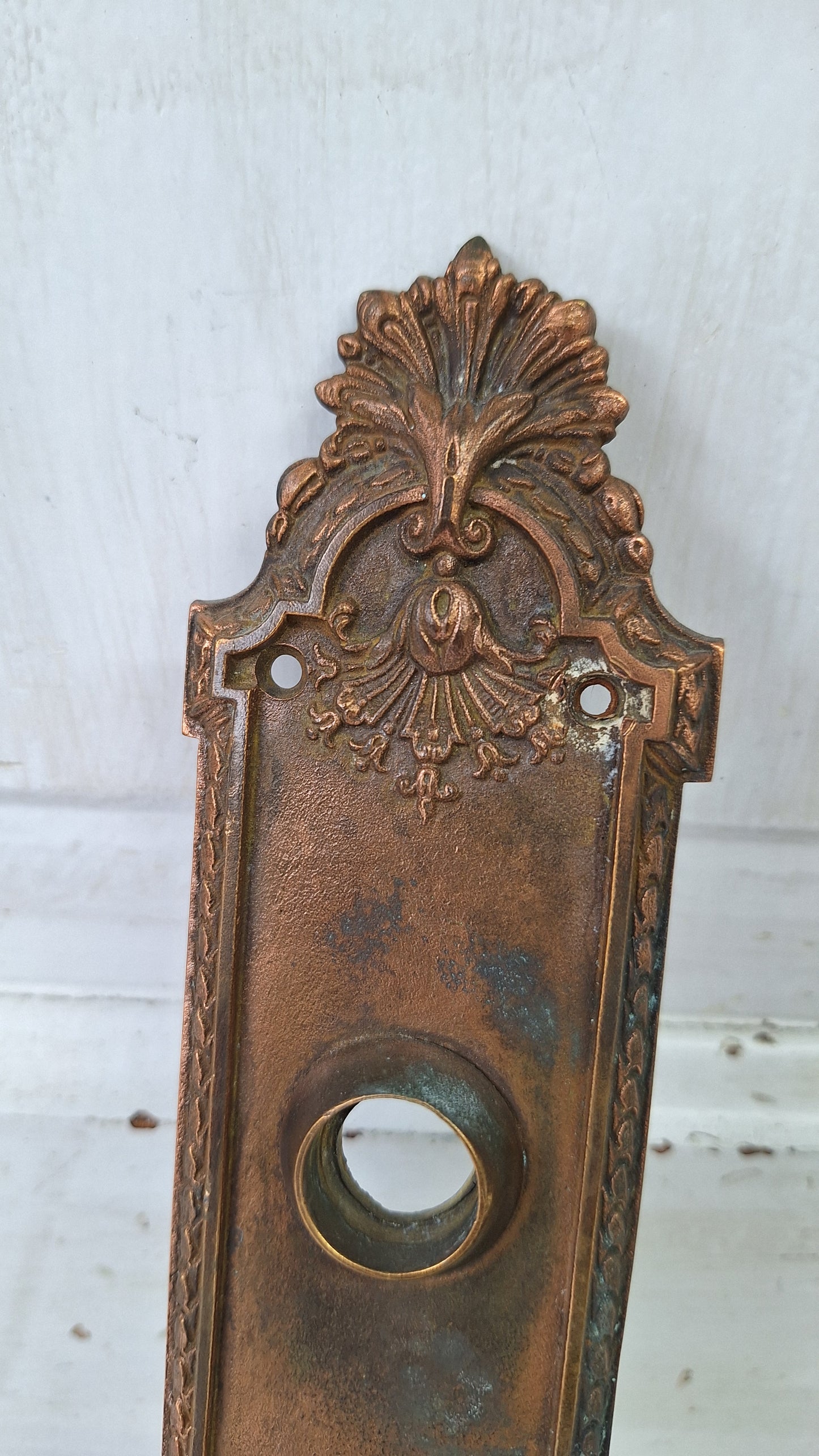 Antique Bronze Doorknob Backplate with No Keyhole, Victorian Door Knob Escutcheon