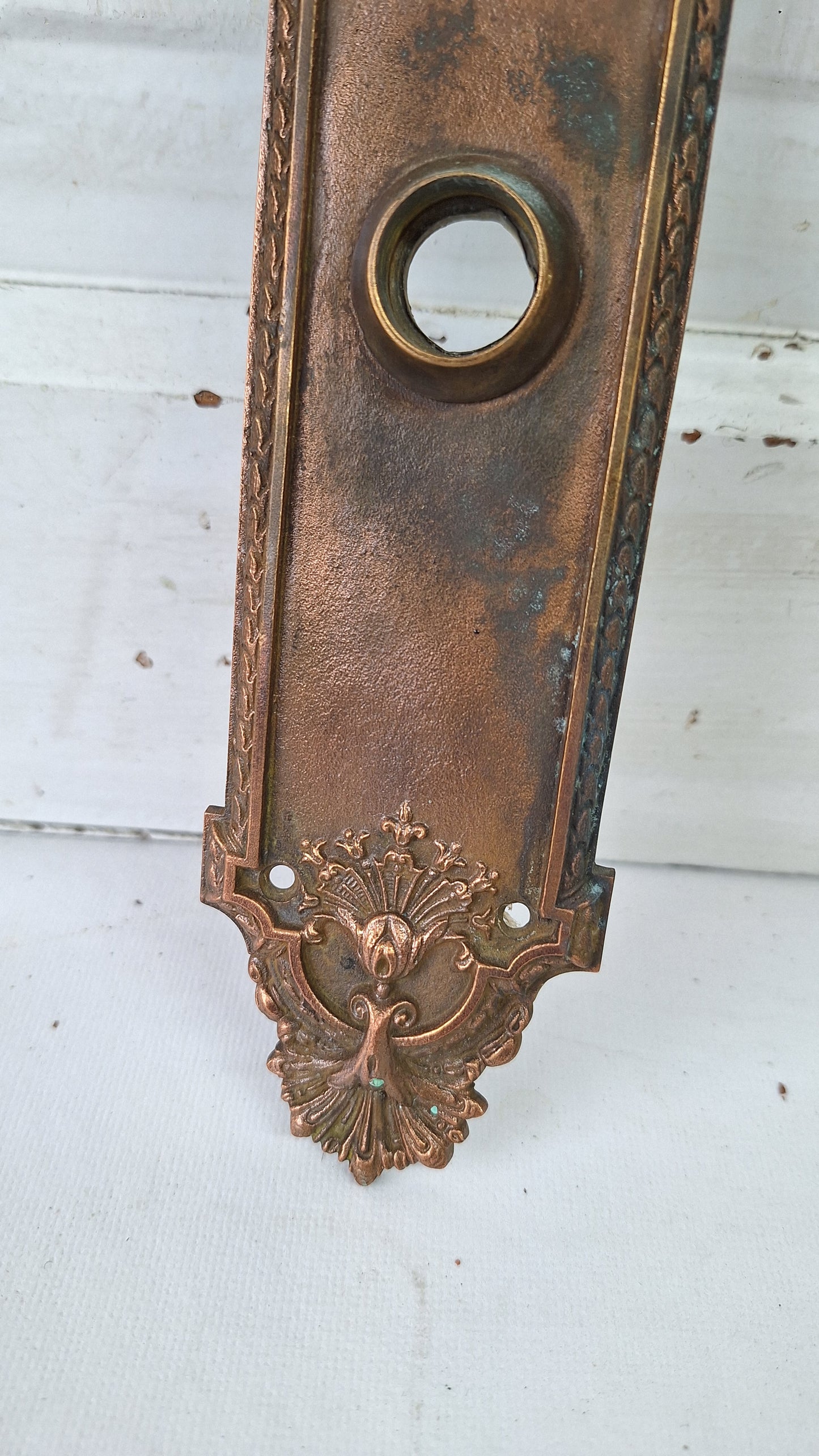 Antique Bronze Doorknob Backplate with No Keyhole, Victorian Door Knob Escutcheon