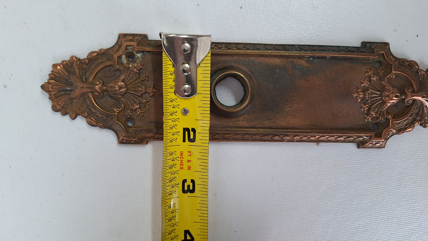 Antique Bronze Doorknob Backplate with No Keyhole, Victorian Door Knob Escutcheon