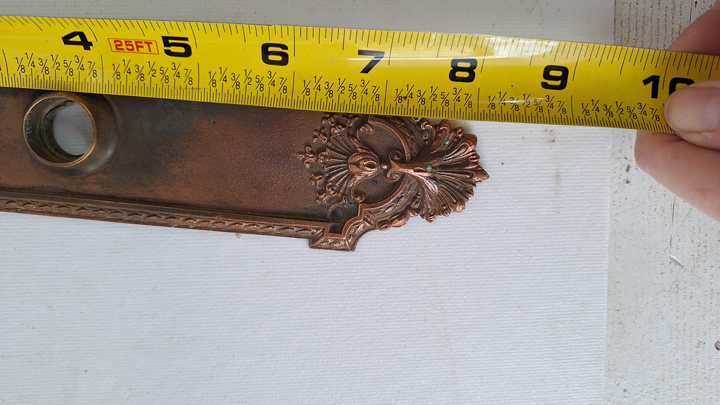 Antique Bronze Doorknob Backplate with No Keyhole, Victorian Door Knob Escutcheon
