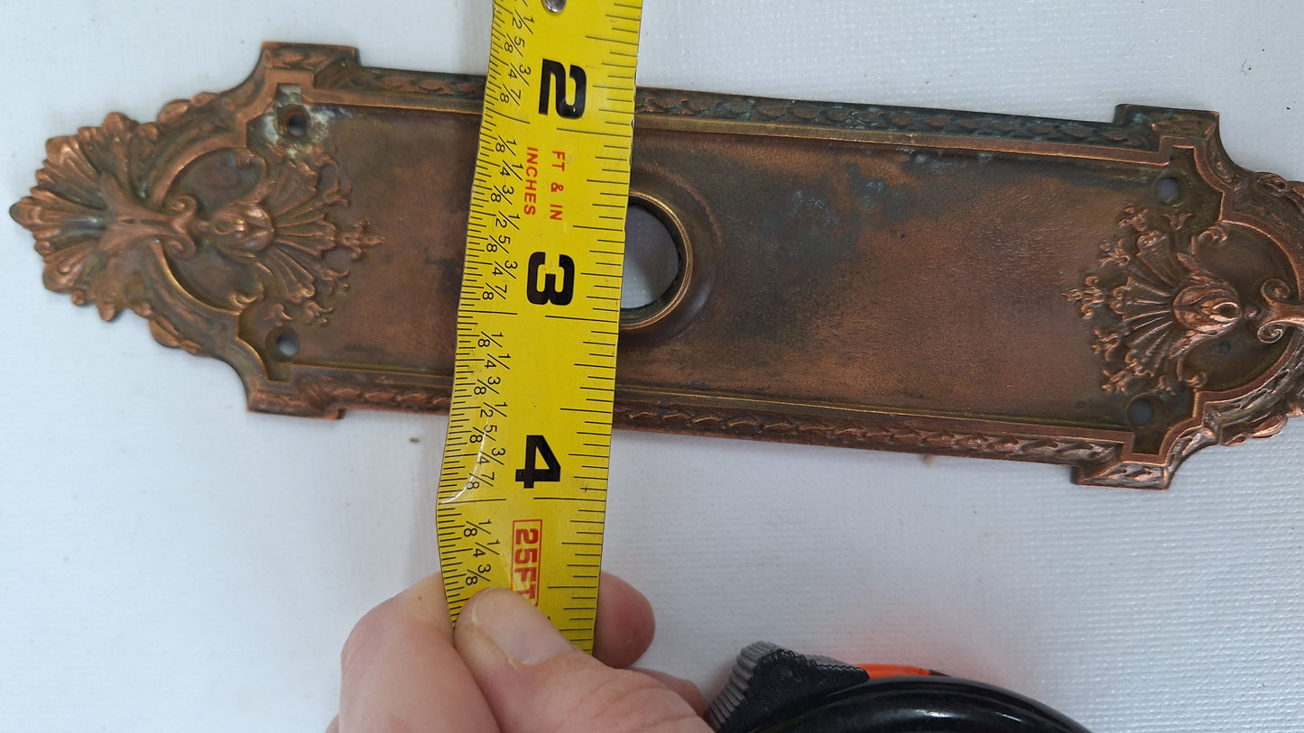 Antique Bronze Doorknob Backplate with No Keyhole, Victorian Door Knob Escutcheon