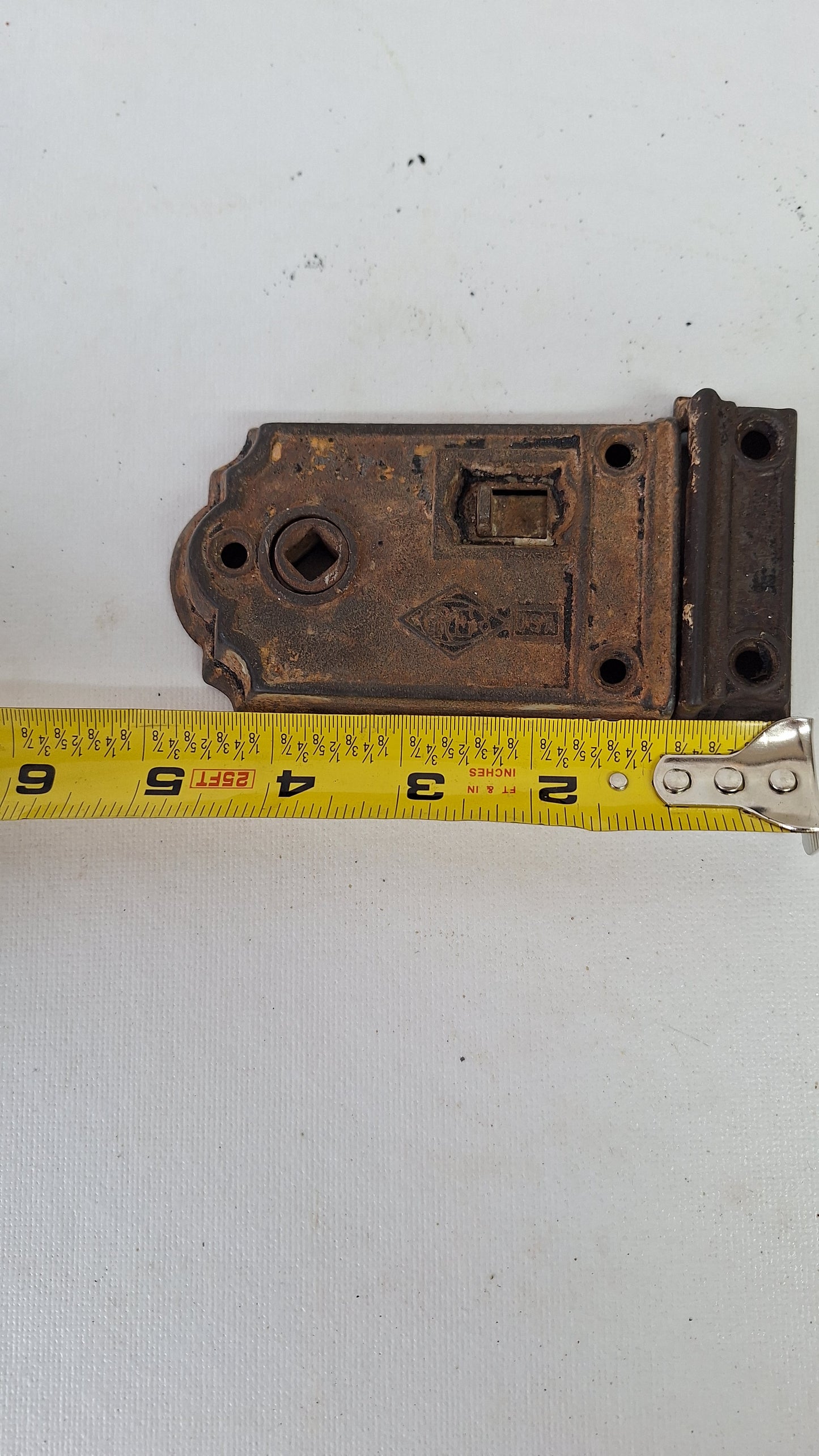 Antique Cast Iron Rim Lock with Keeper,  Door Privacy Latch