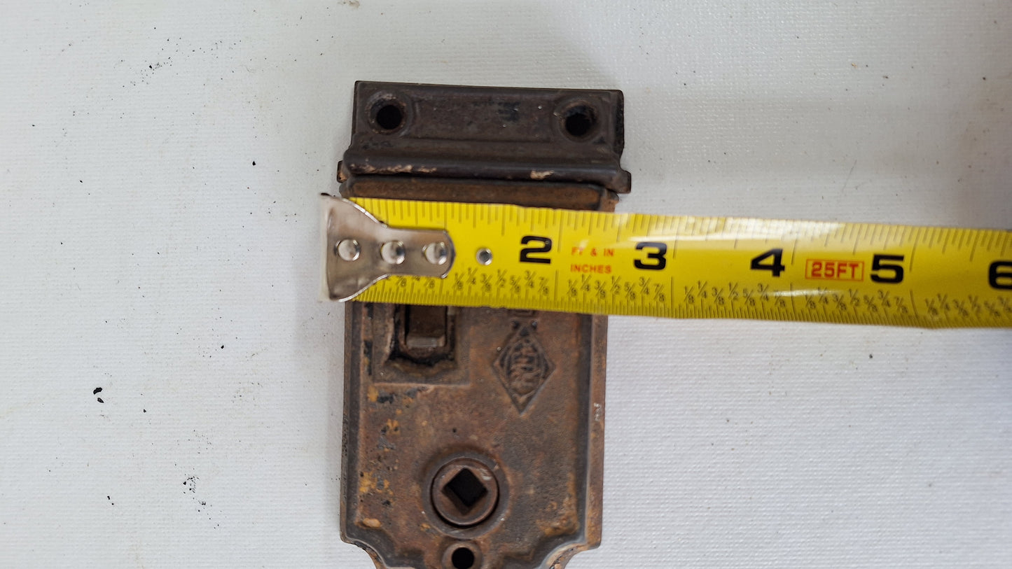 Antique Cast Iron Rim Lock with Keeper,  Door Privacy Latch