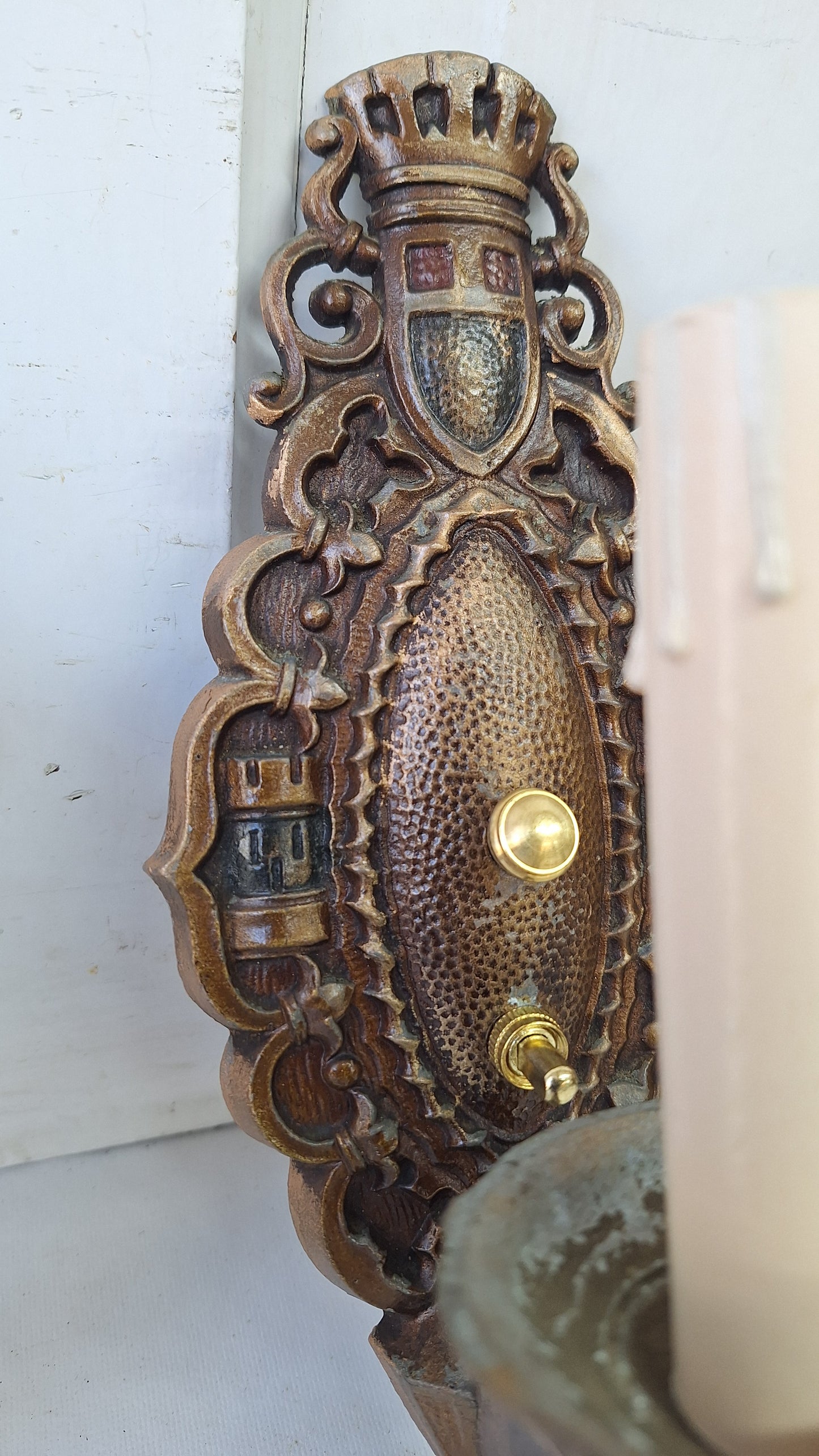 Four Vintage Polychrome Sconces, Art Deco Painted Wall Lights