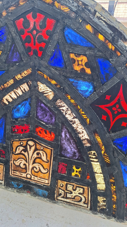 Gothic Arch Antique Stained Glass, Vintage Church Windows