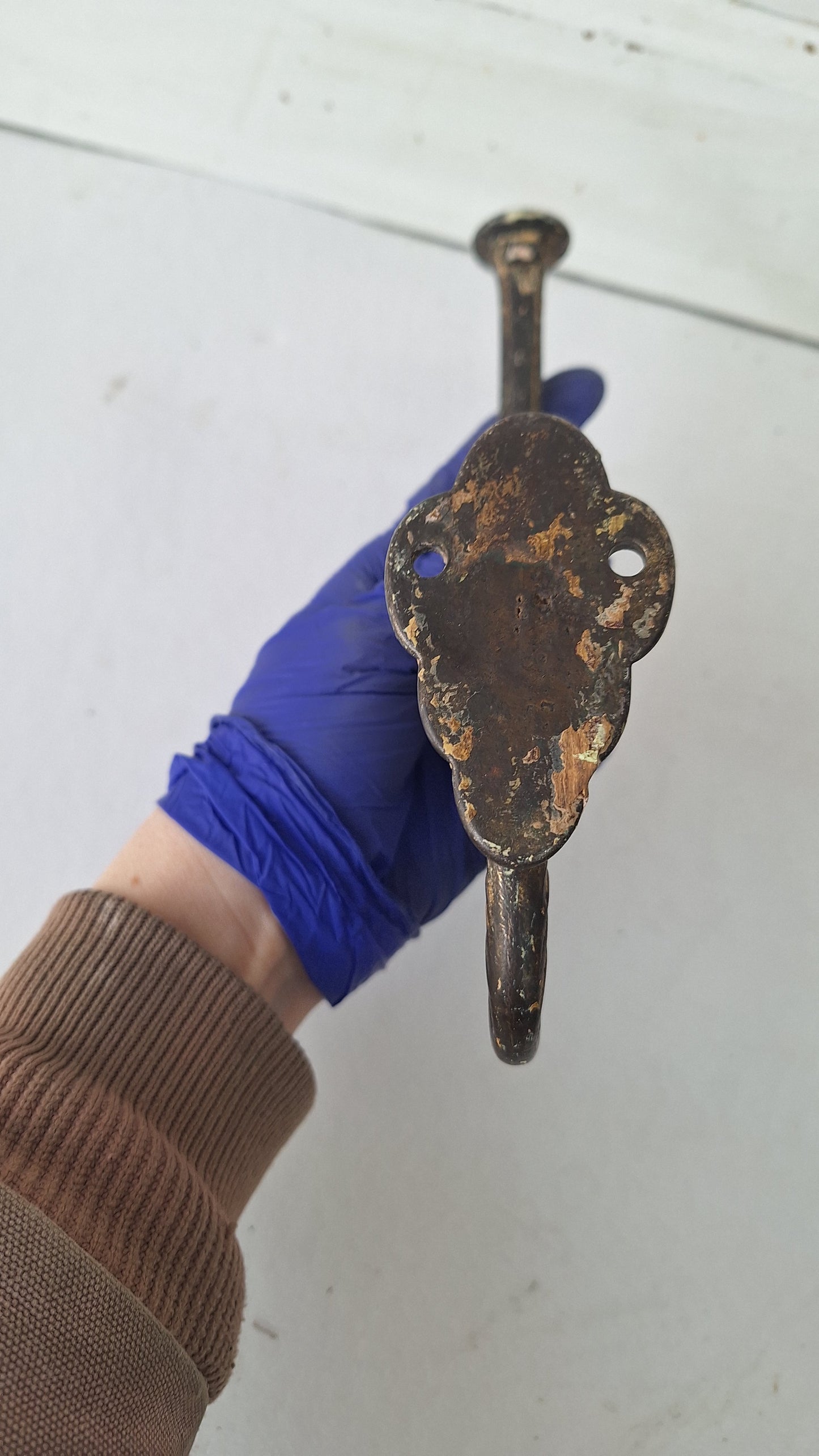 Antique Victorian Cast Iron Hook, Large Fancy Wall Hook