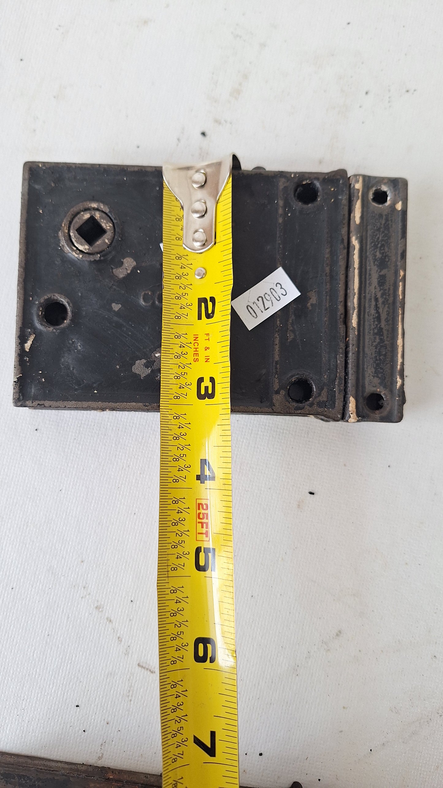 Antique Cast Iron Rim Lock with Keeper,  Door Surface Mount Latch