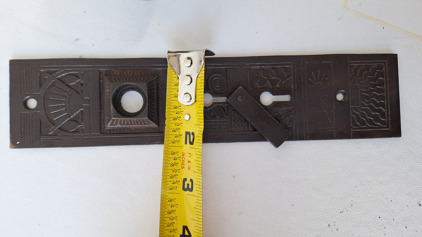 Ornate Iron Doorknob Set: Antique Door Mortise Lock Knobs and Plates