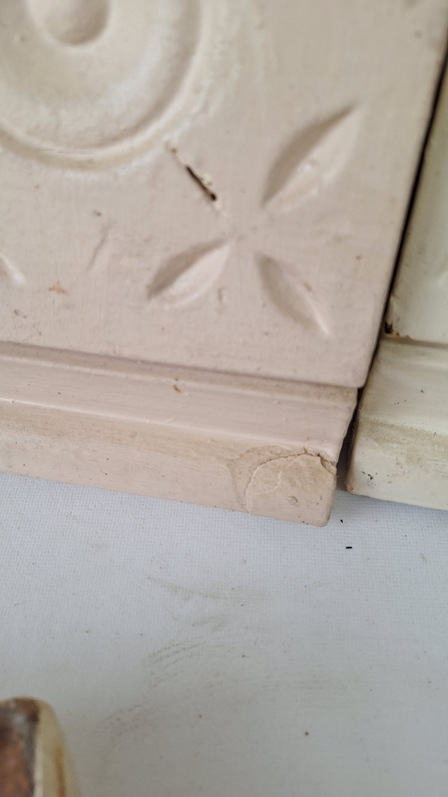 Antique Carved Wood Plinth Blocks, Rosette Flower Corner, Set of 8
