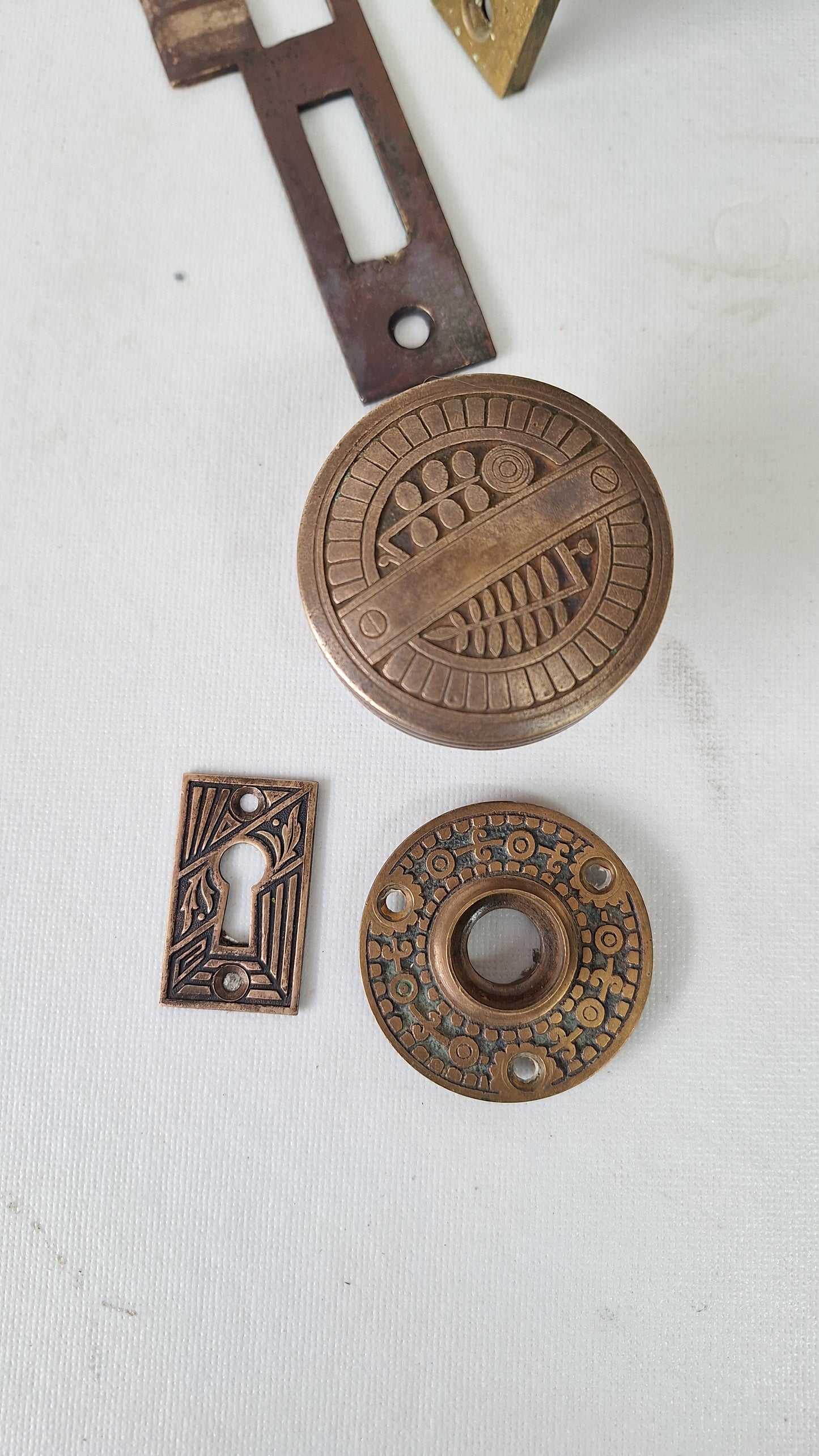 Ornate Brass Doorknob Set: Antique Door Mortise Lock and Knobs