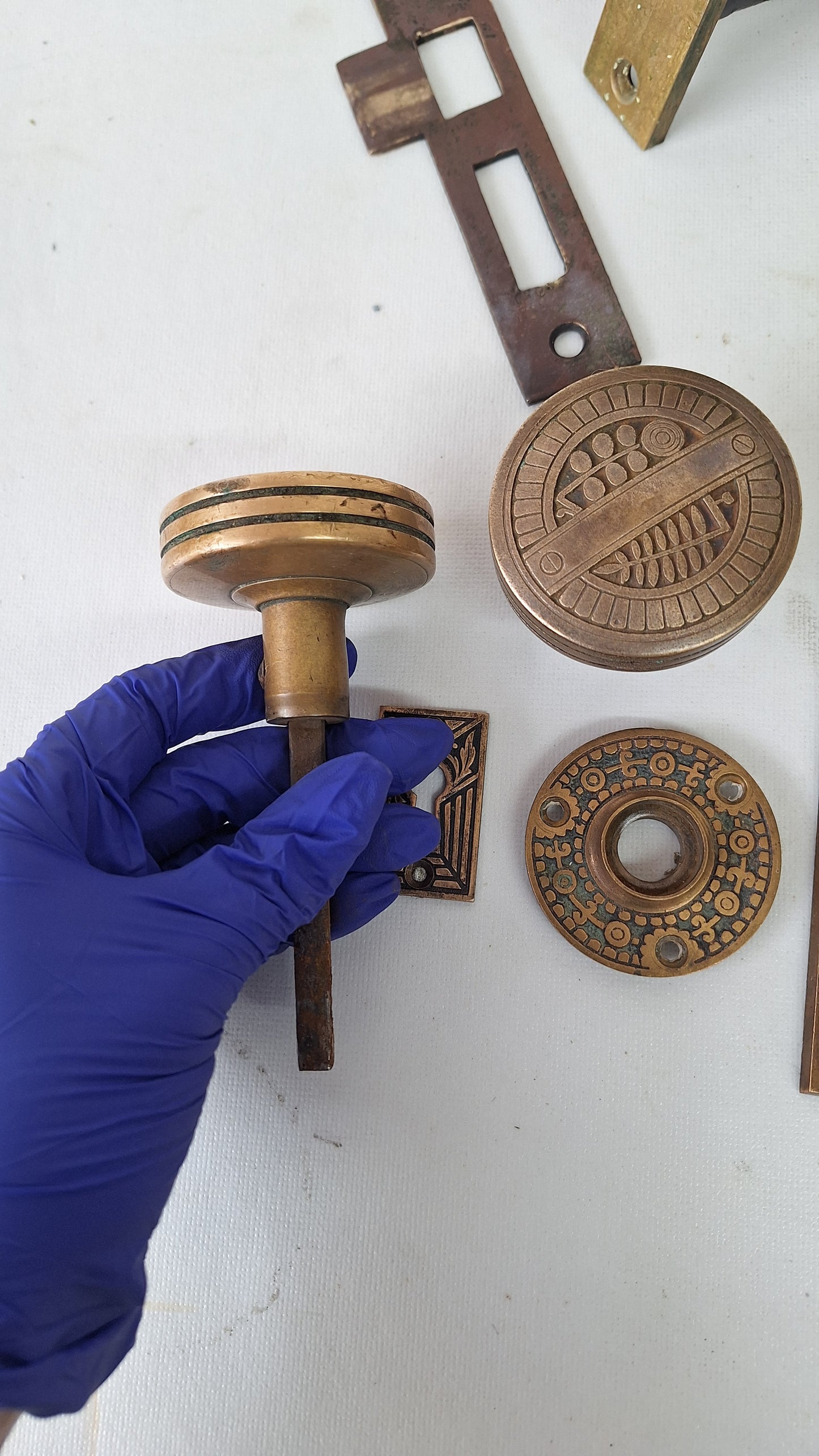 Ornate Brass Doorknob Set: Antique Door Mortise Lock and Knobs