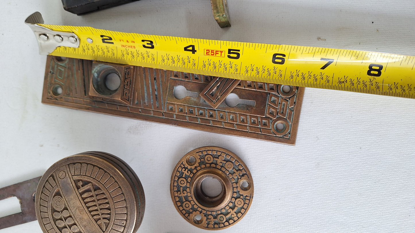 Ornate Brass Doorknob Set: Antique Door Mortise Lock and Knobs