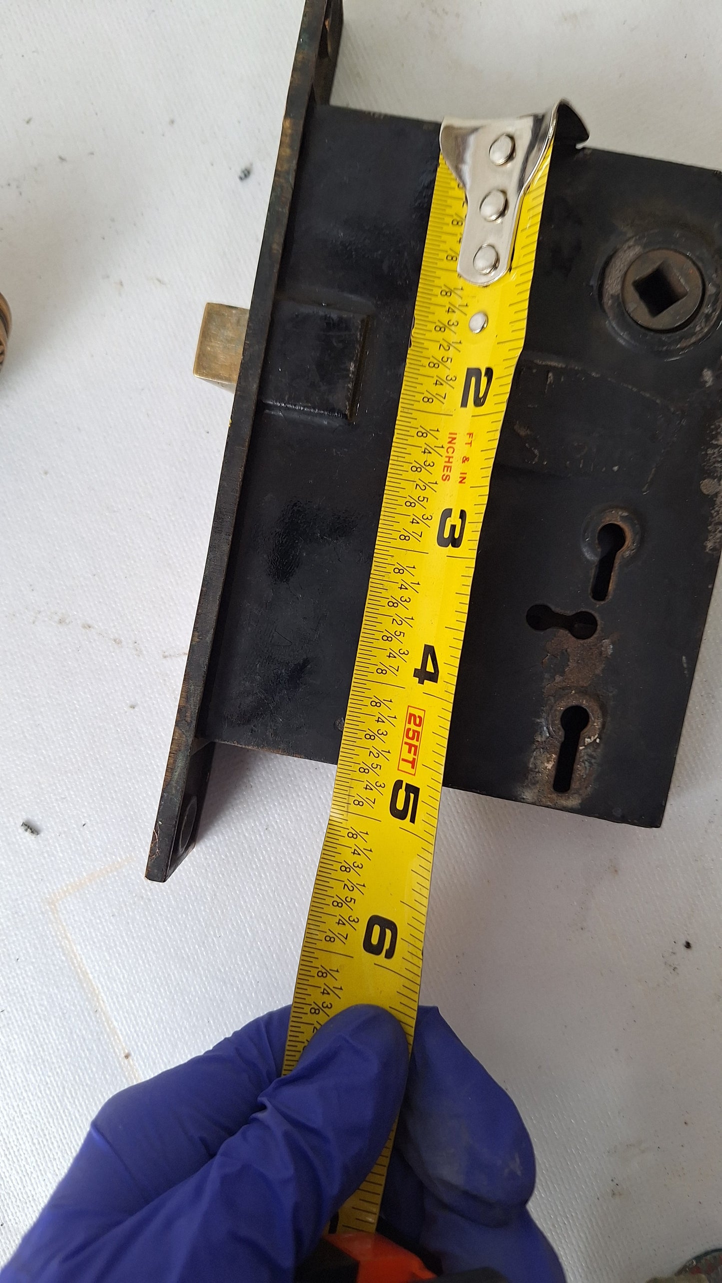 Brass Knob & Plate Set, Front Door Knobs and Backplates with Mortise Lock