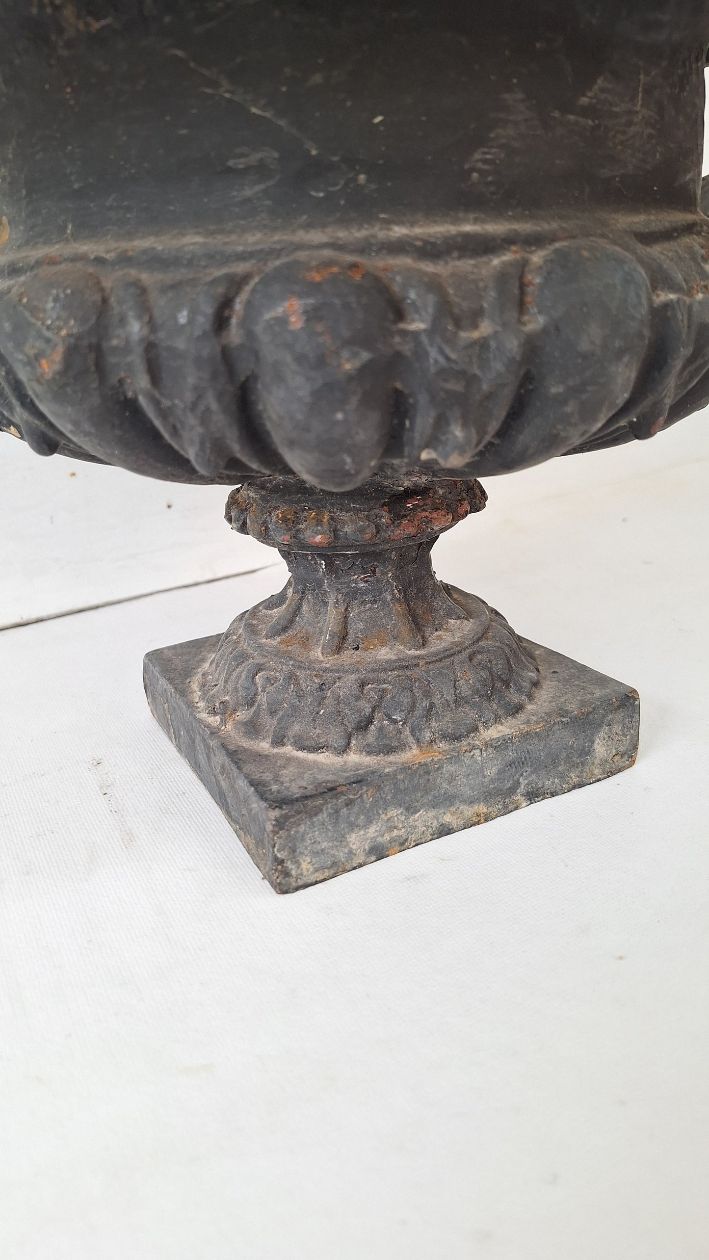 Pair of Antique Iron Garden Urns, Victorian Cast Iron Planters