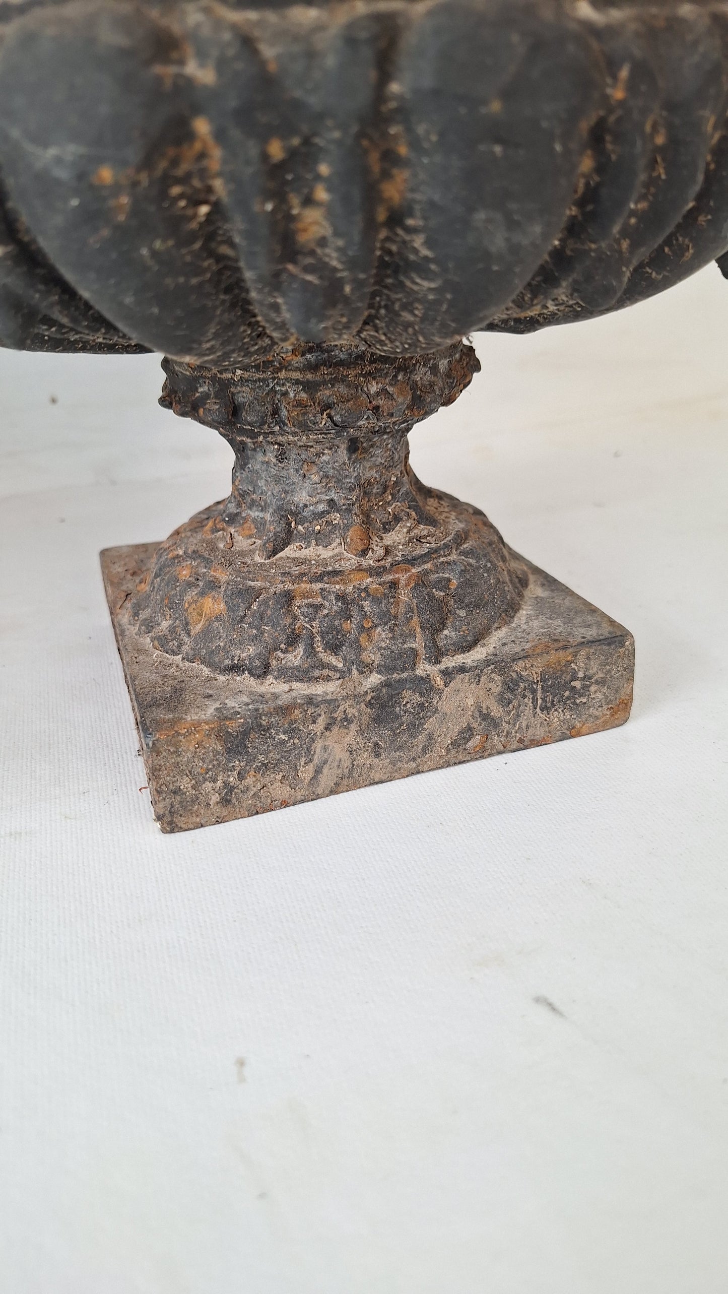 Pair of Antique Iron Garden Urns, Victorian Cast Iron Planters