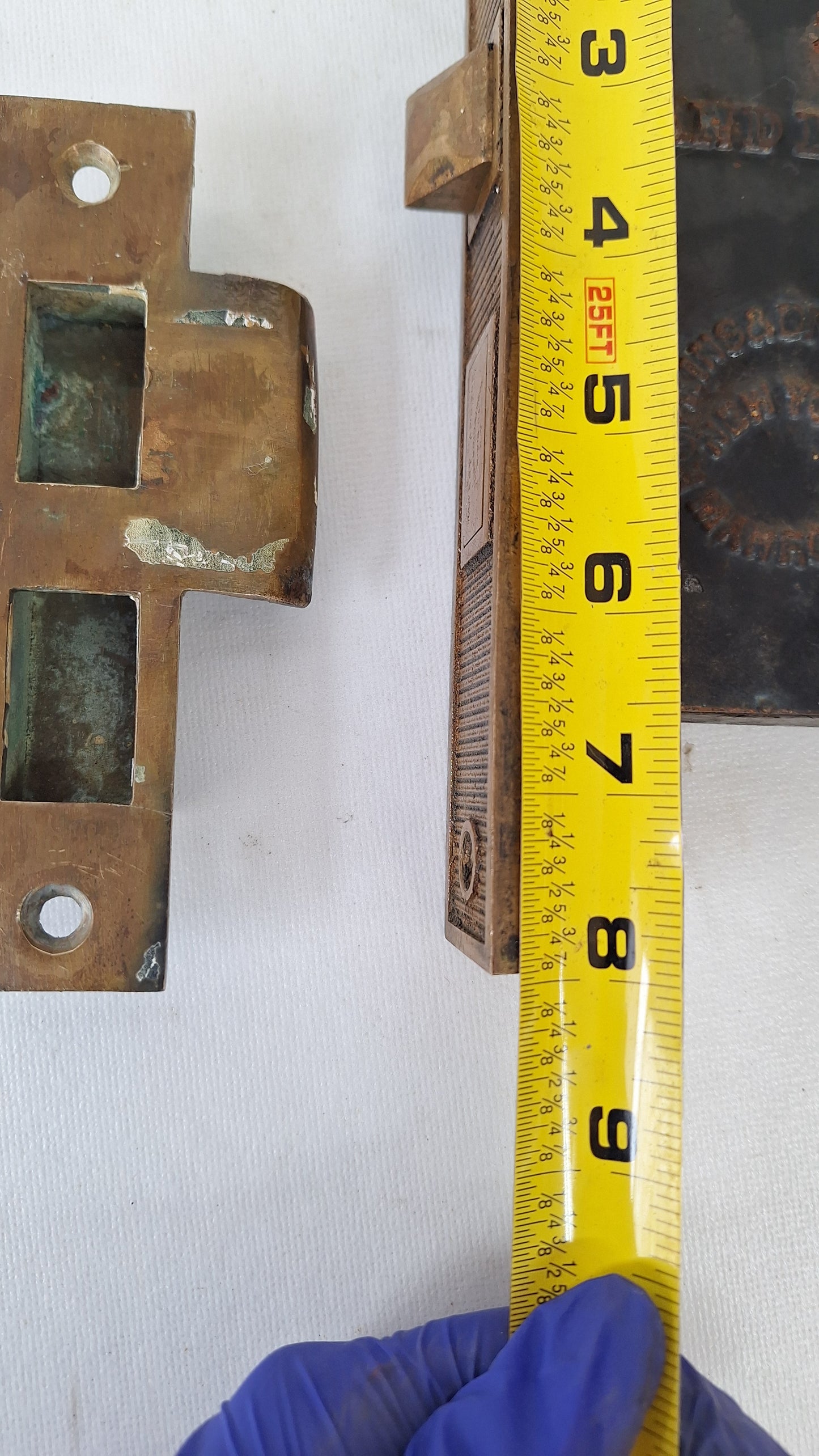 Large Antique Entry Door Mortise Lock with Strike Plate