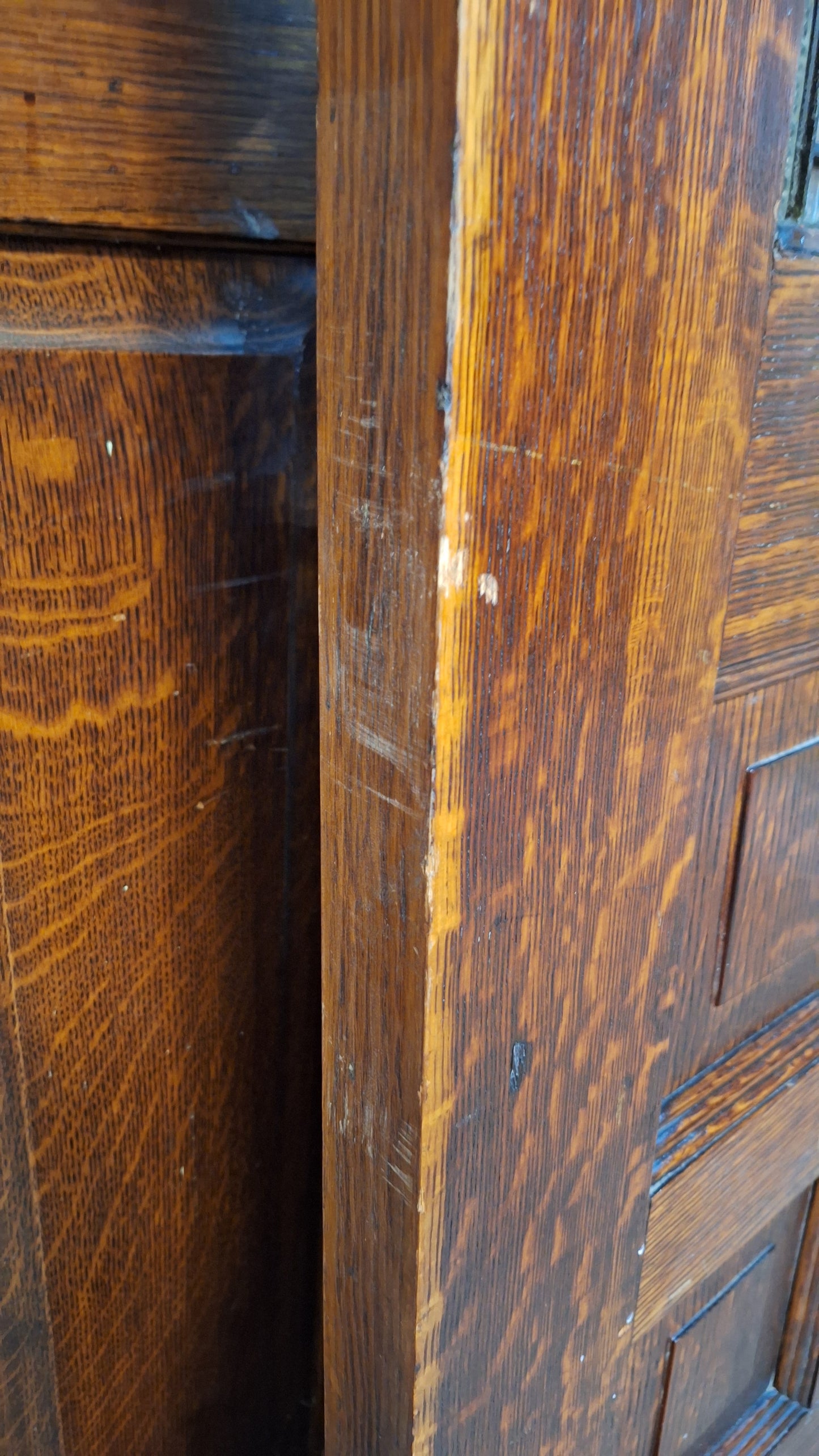 Victorian Era Oak and Stained Glass Entry Door, 38" Antique Front Door