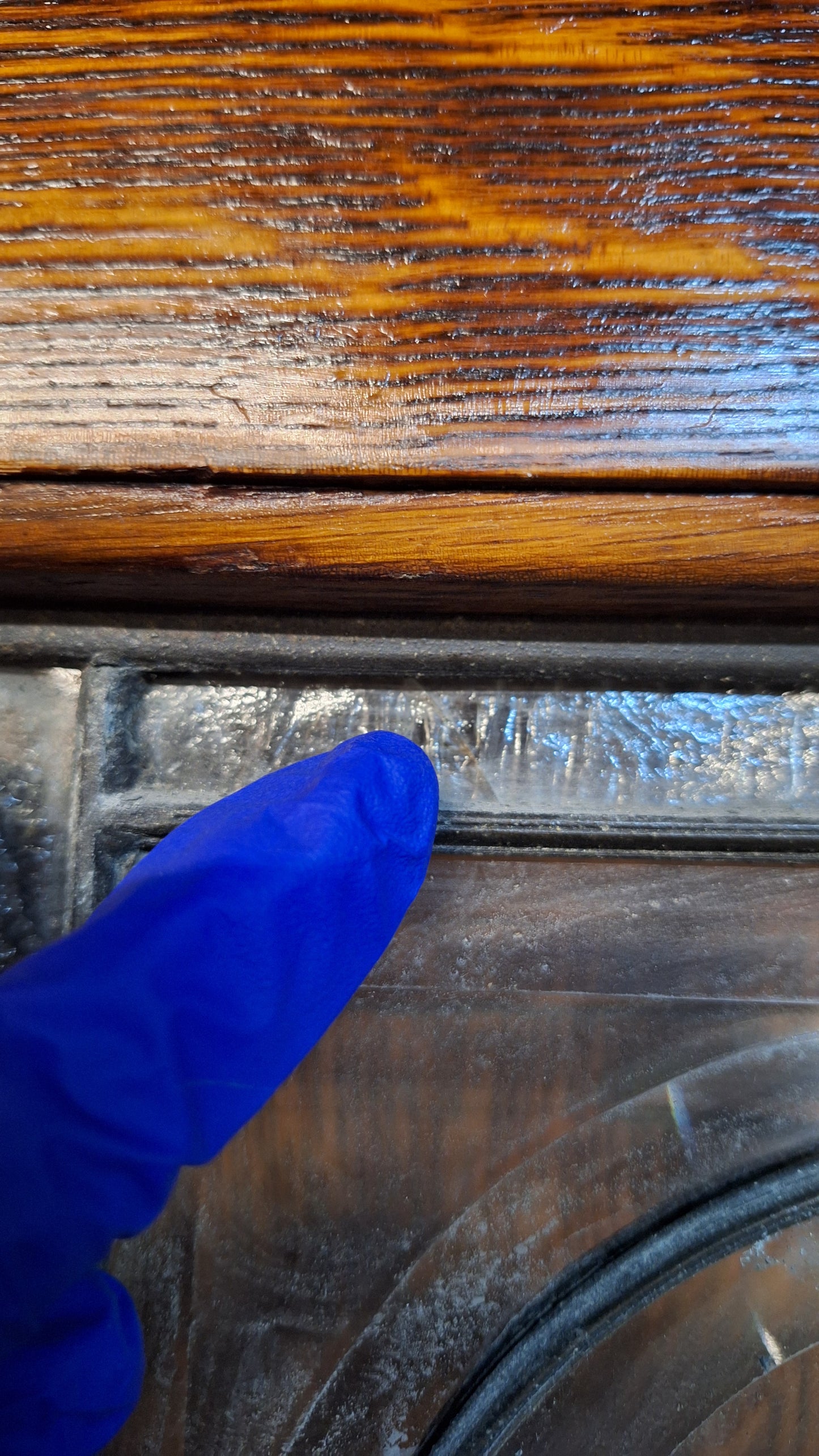 Victorian Era Oak and Stained Glass Entry Door, 38" Antique Front Door