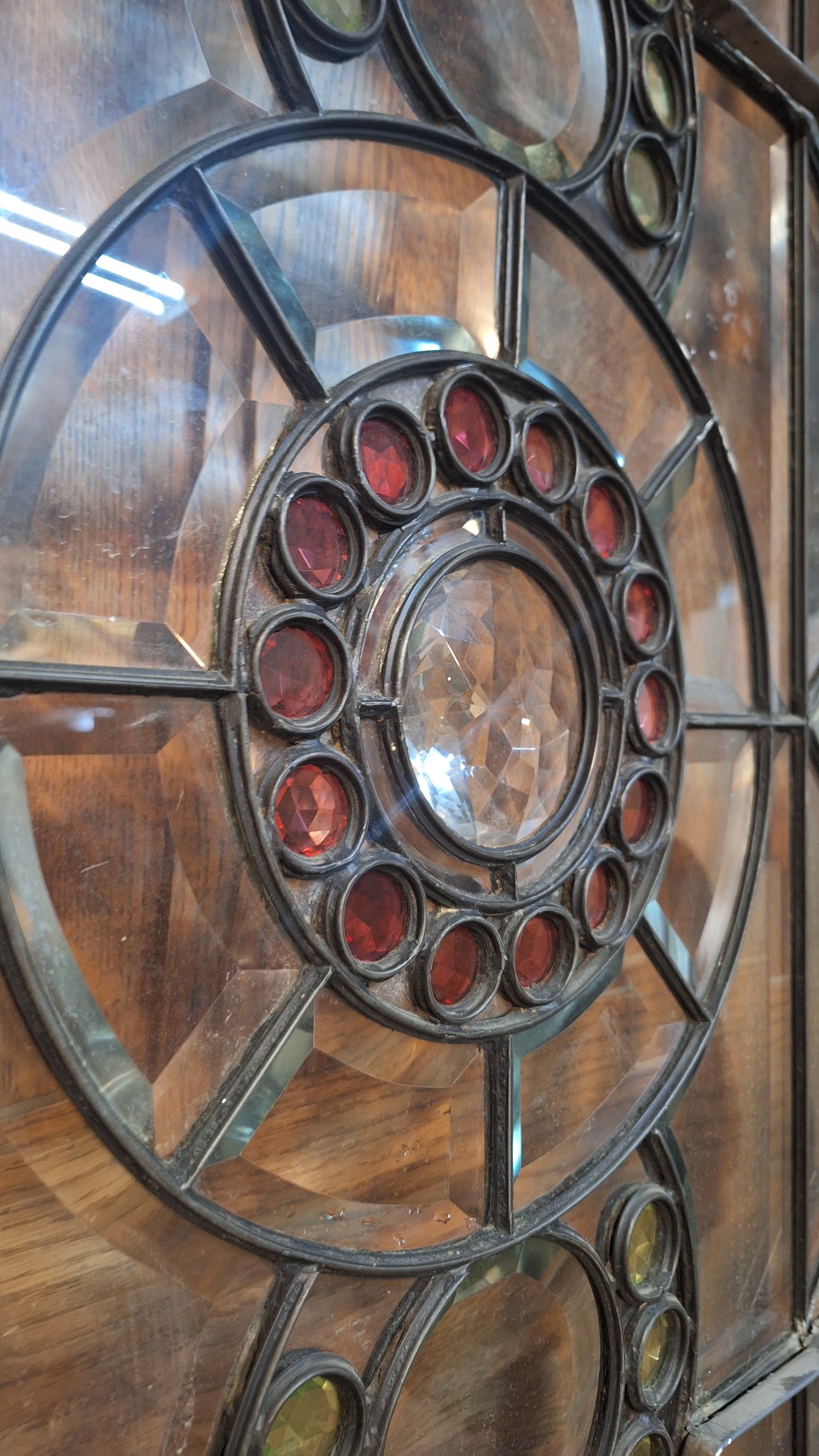 Victorian Era Oak and Stained Glass Entry Door, 38" Antique Front Door