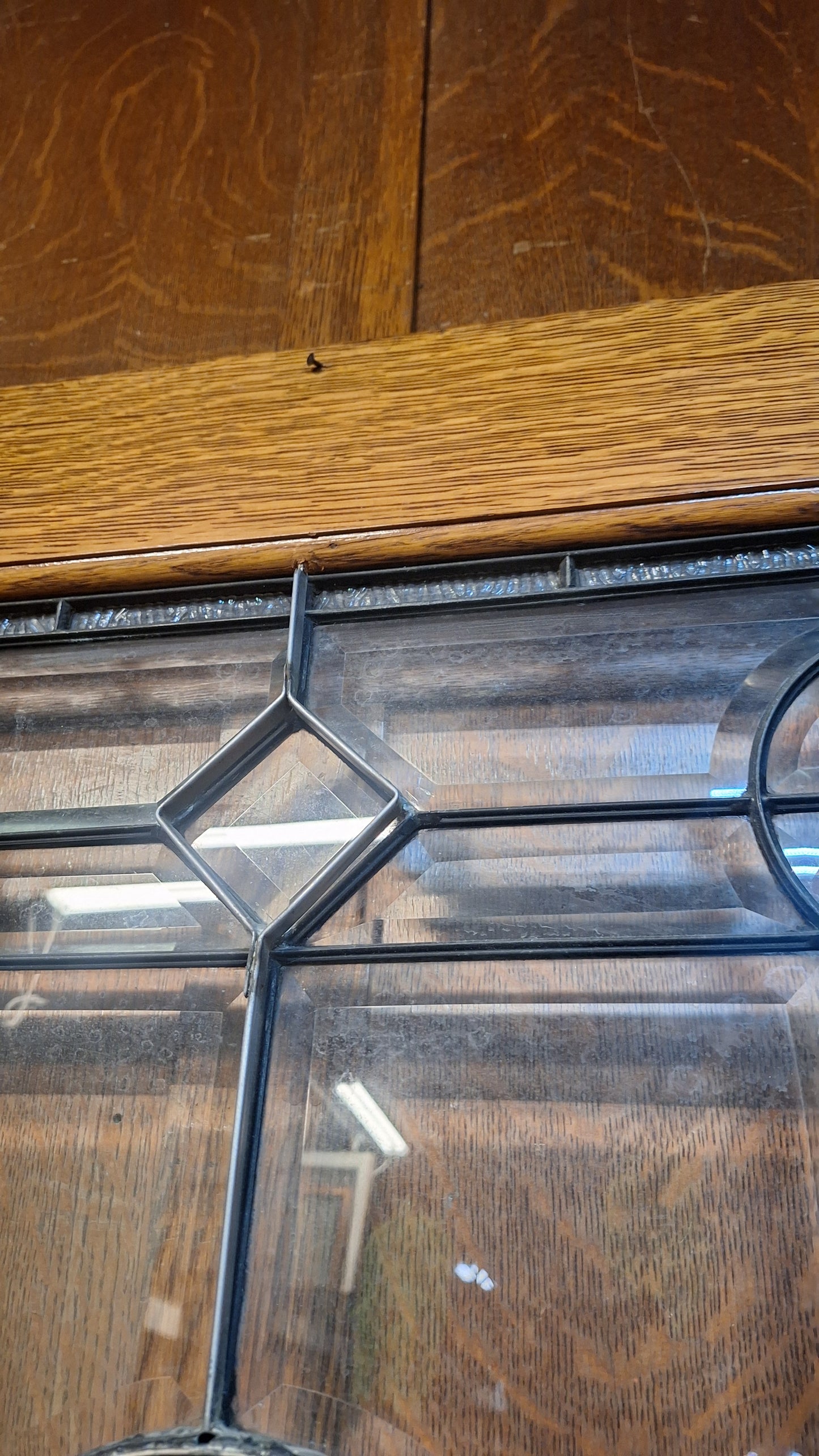 Victorian Era Oak and Stained Glass Entry Door, 38" Antique Front Door