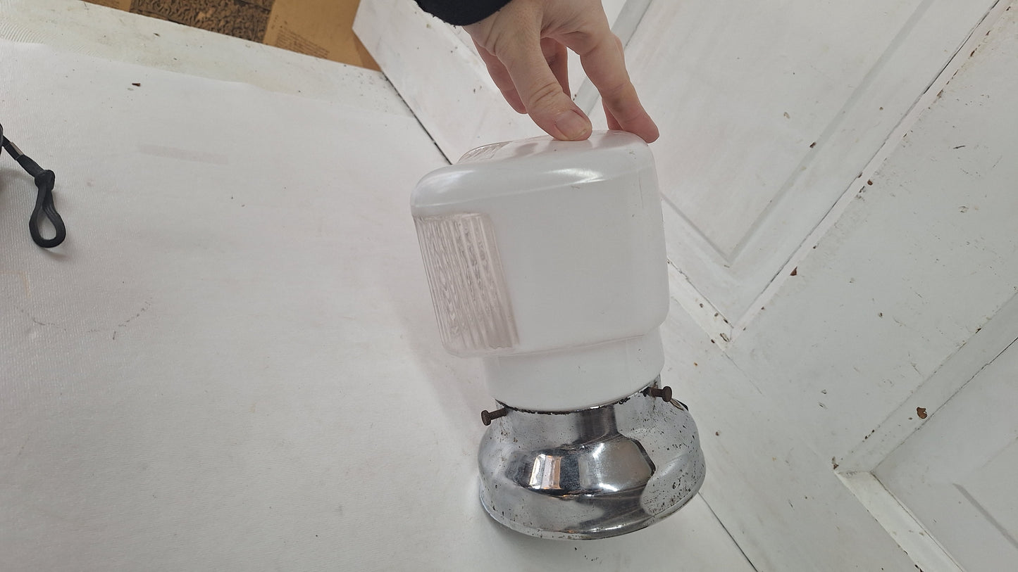 Two Tone Vintage Sconce, Small White and Clear Wall Light