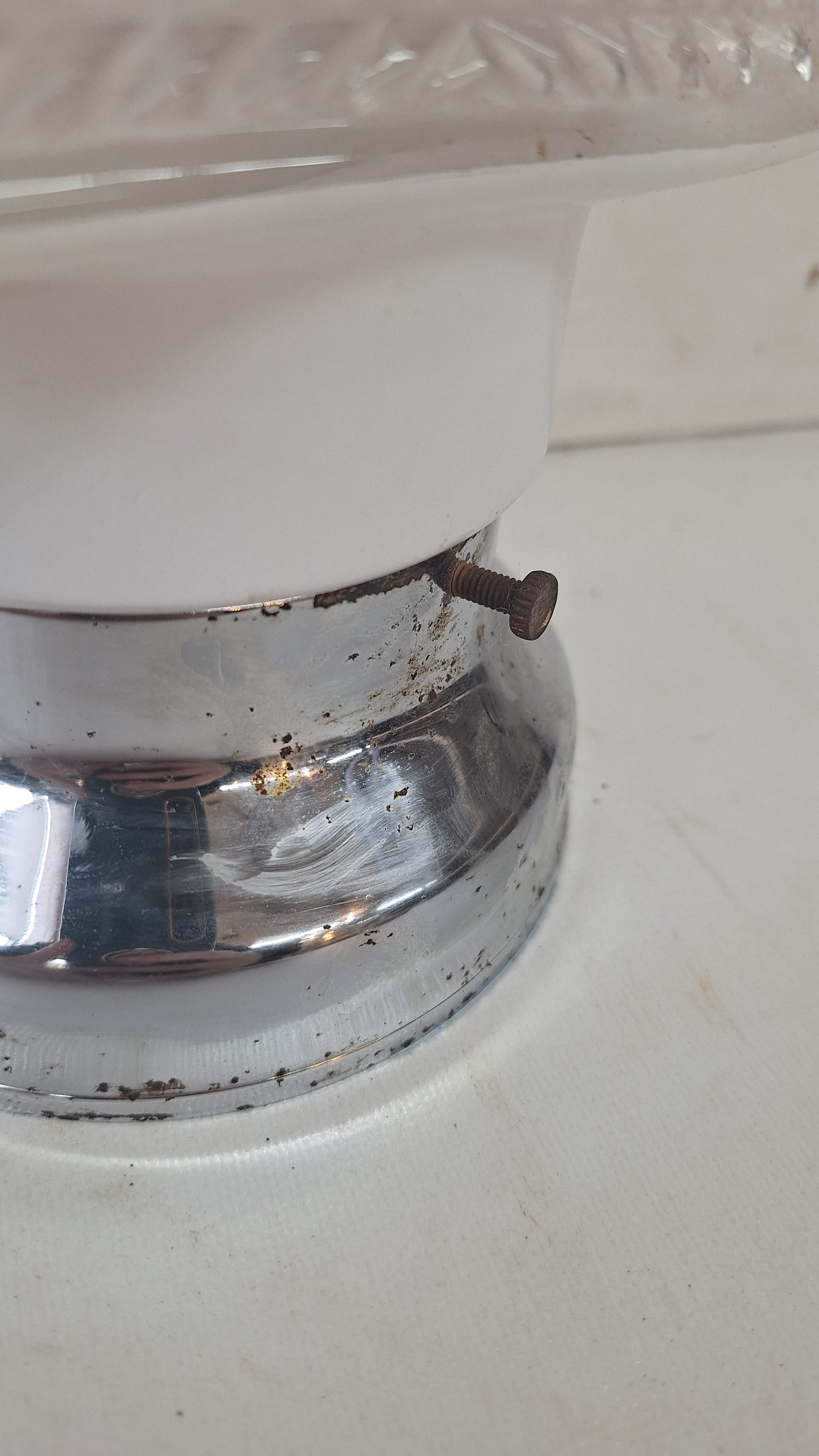Two Tone Vintage Sconce, Small White and Clear Wall Light