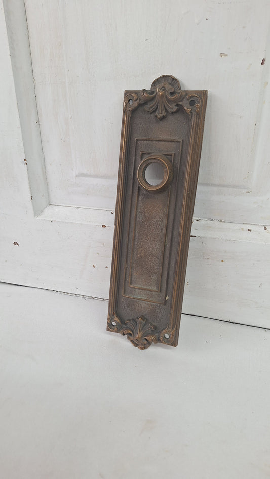 Ornate Bronze Doorknob Backplate with No Keyhole, Victorian Door Knob Escutcheon