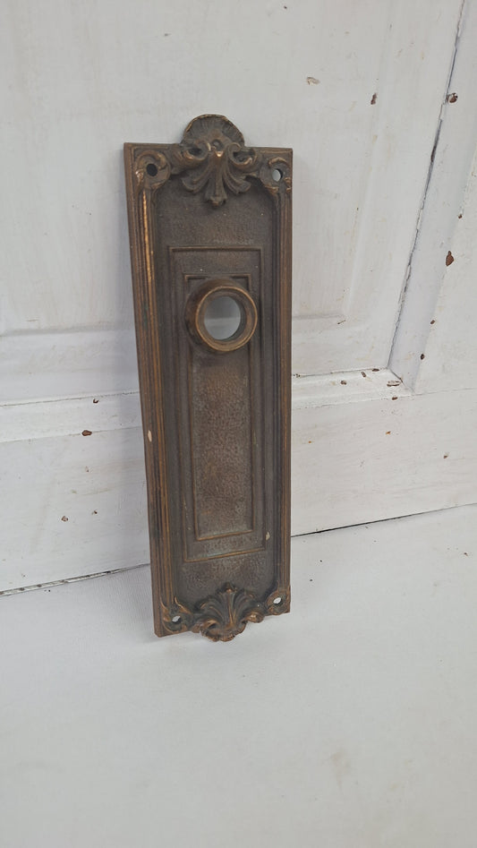 Ornate Bronze Doorknob Backplate with No Keyhole, Victorian Door Knob Escutcheon