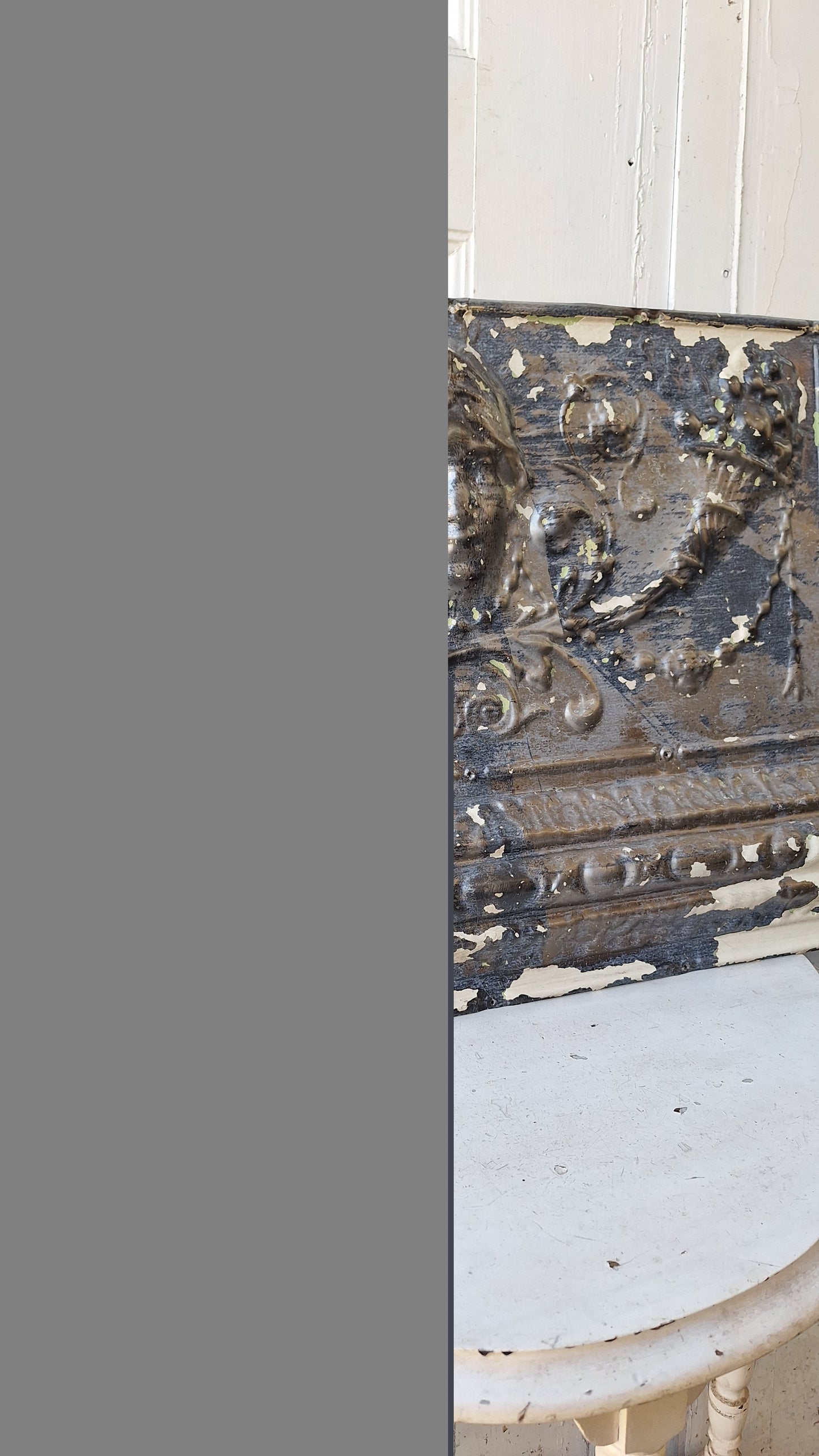 Rare Figural Tin Ceiling Tile, Woman's Face Deco Stamped Tin