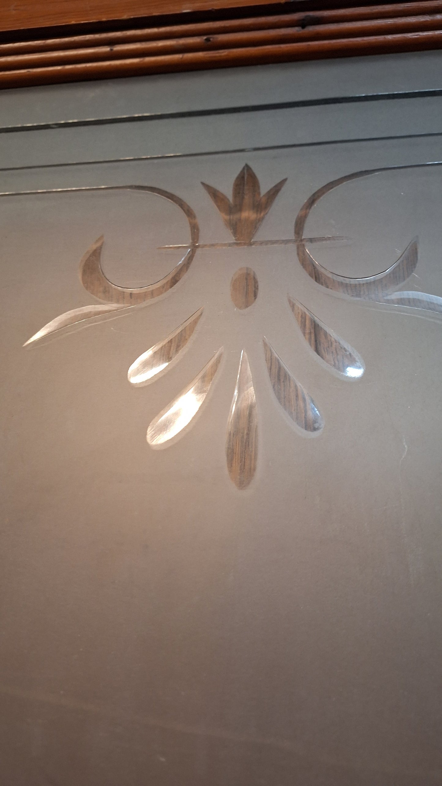 Victorian Frosted Cut Glass Door, Antique Eastlake Interior Door