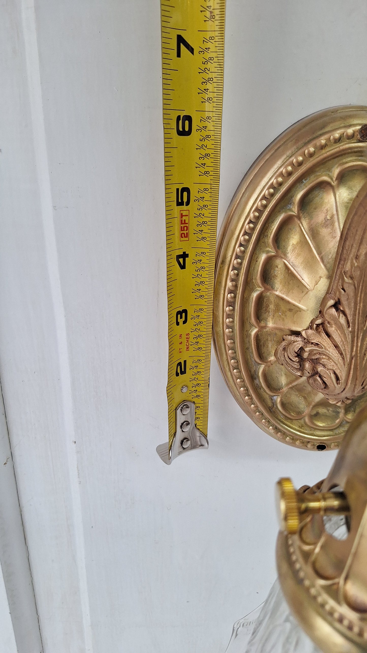 Vintage Brass Wall Sconce: Fluted Glass, Architectural Salvage