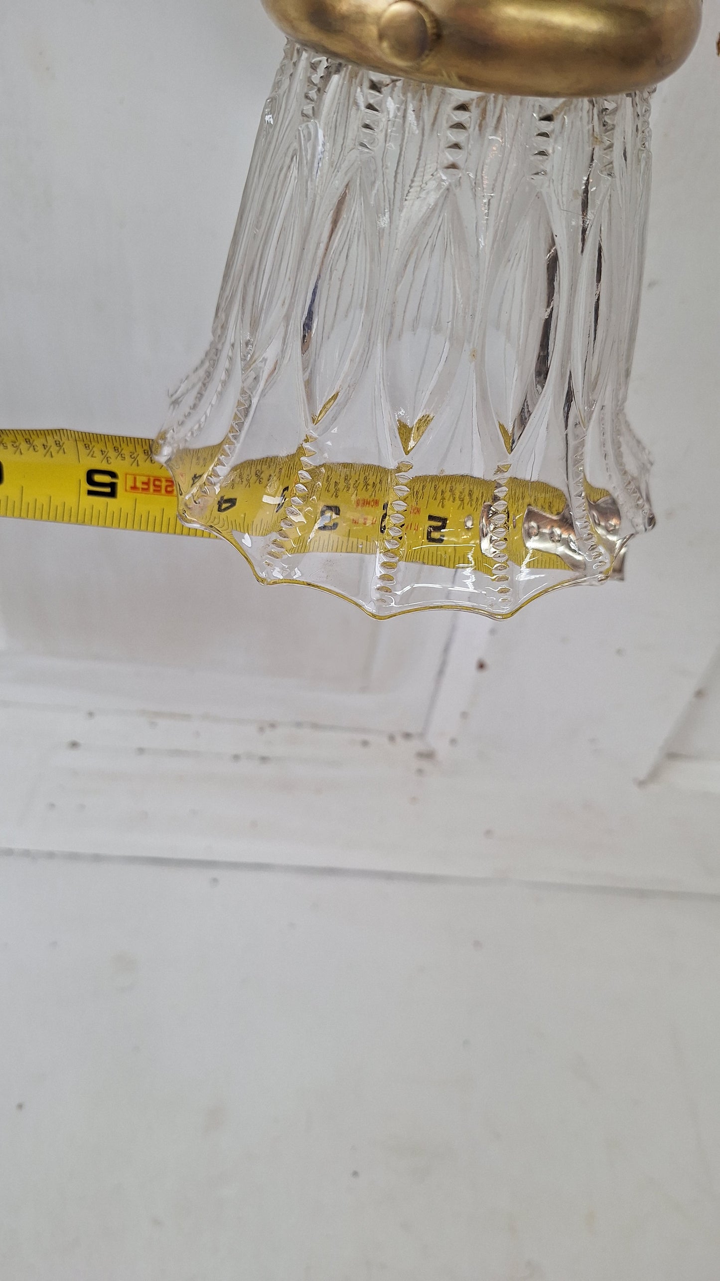Vintage Brass Wall Sconce: Fluted Glass, Architectural Salvage