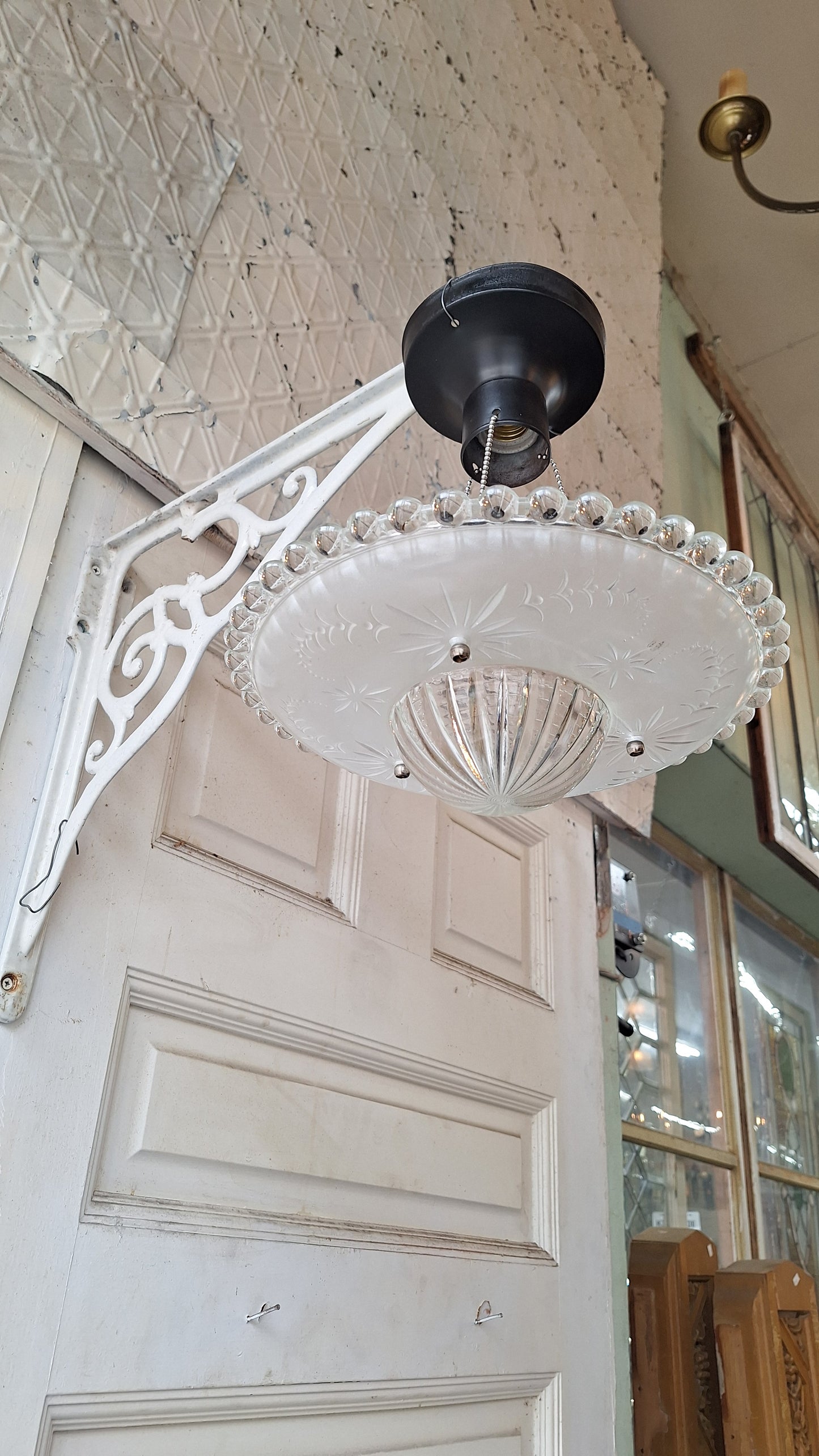 Vintage Glass Bowl Light: Deco Three-Chain Semi-Flush Mount