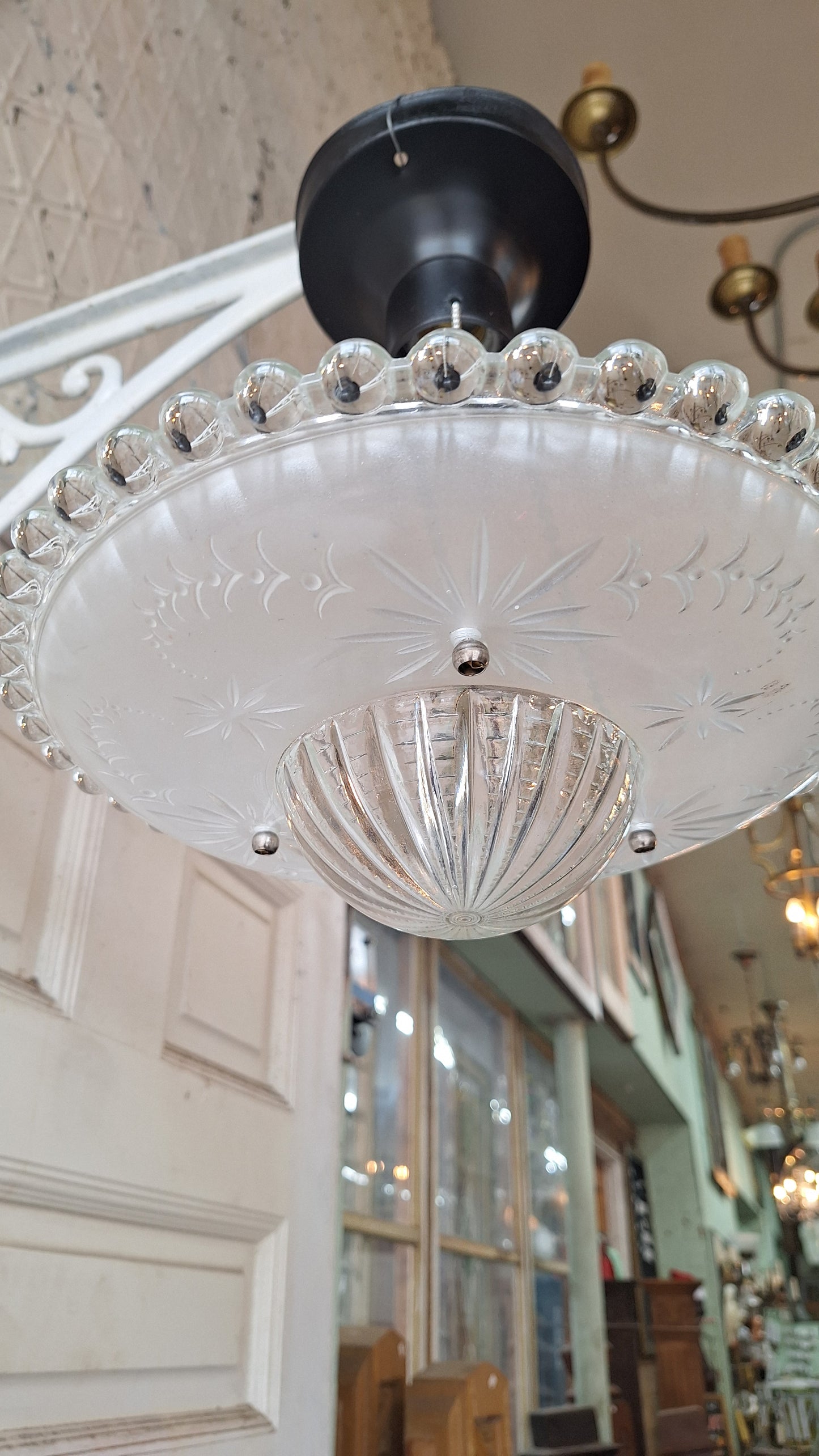 Vintage Glass Bowl Light: Deco Three-Chain Semi-Flush Mount