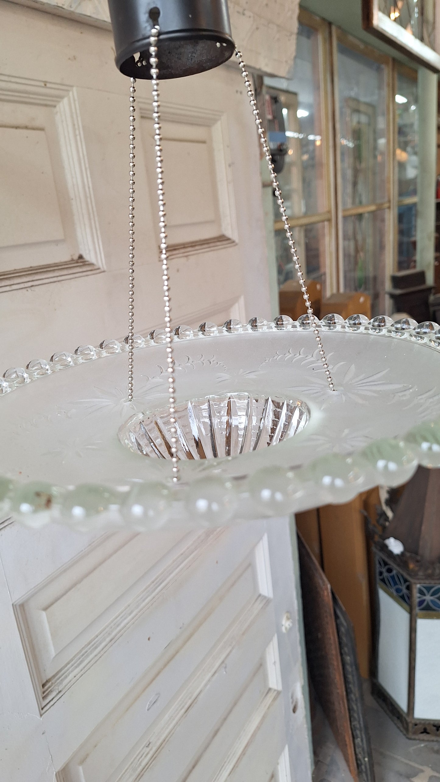 Vintage Glass Bowl Light: Deco Three-Chain Semi-Flush Mount