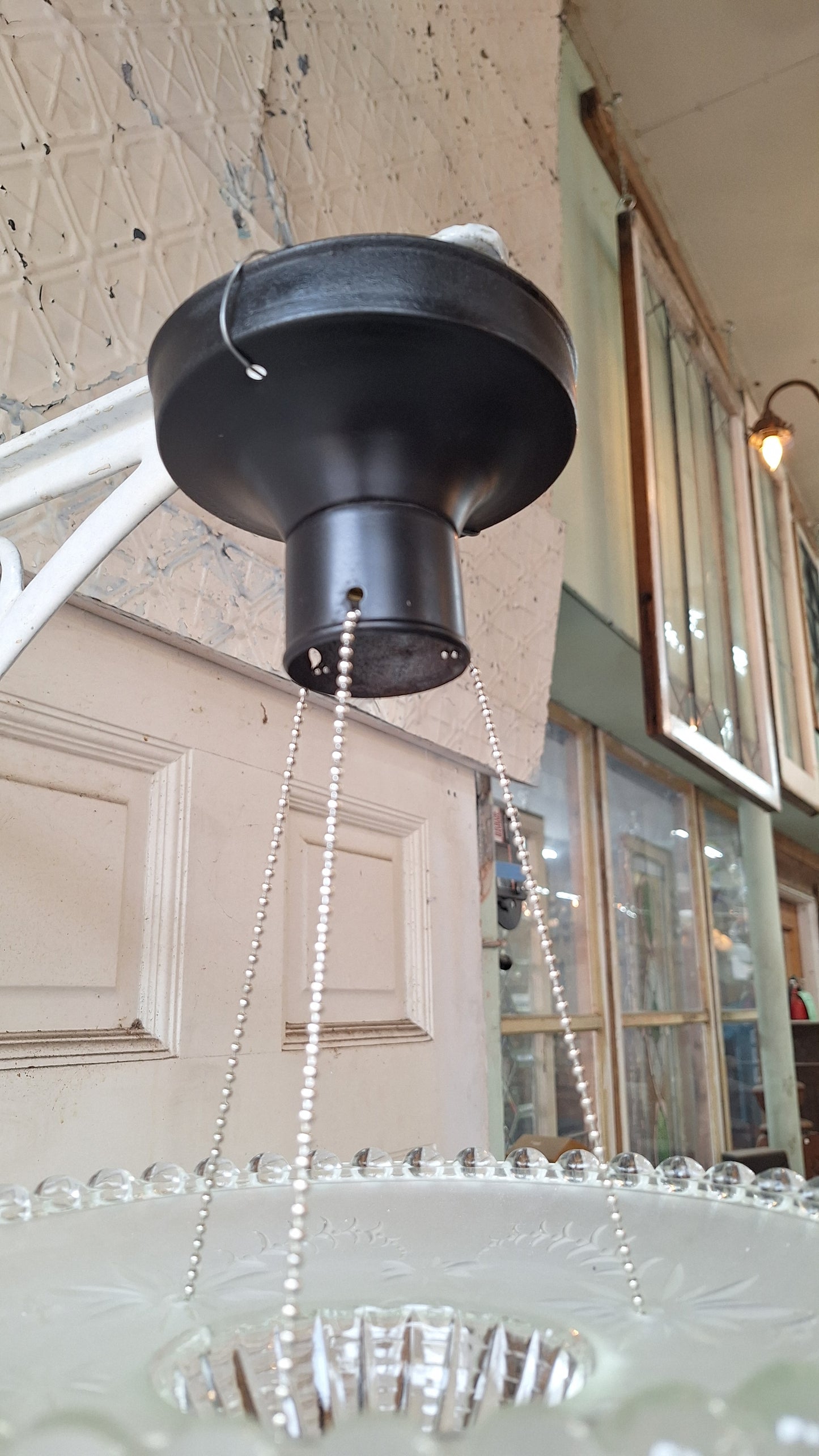 Vintage Glass Bowl Light: Deco Three-Chain Semi-Flush Mount