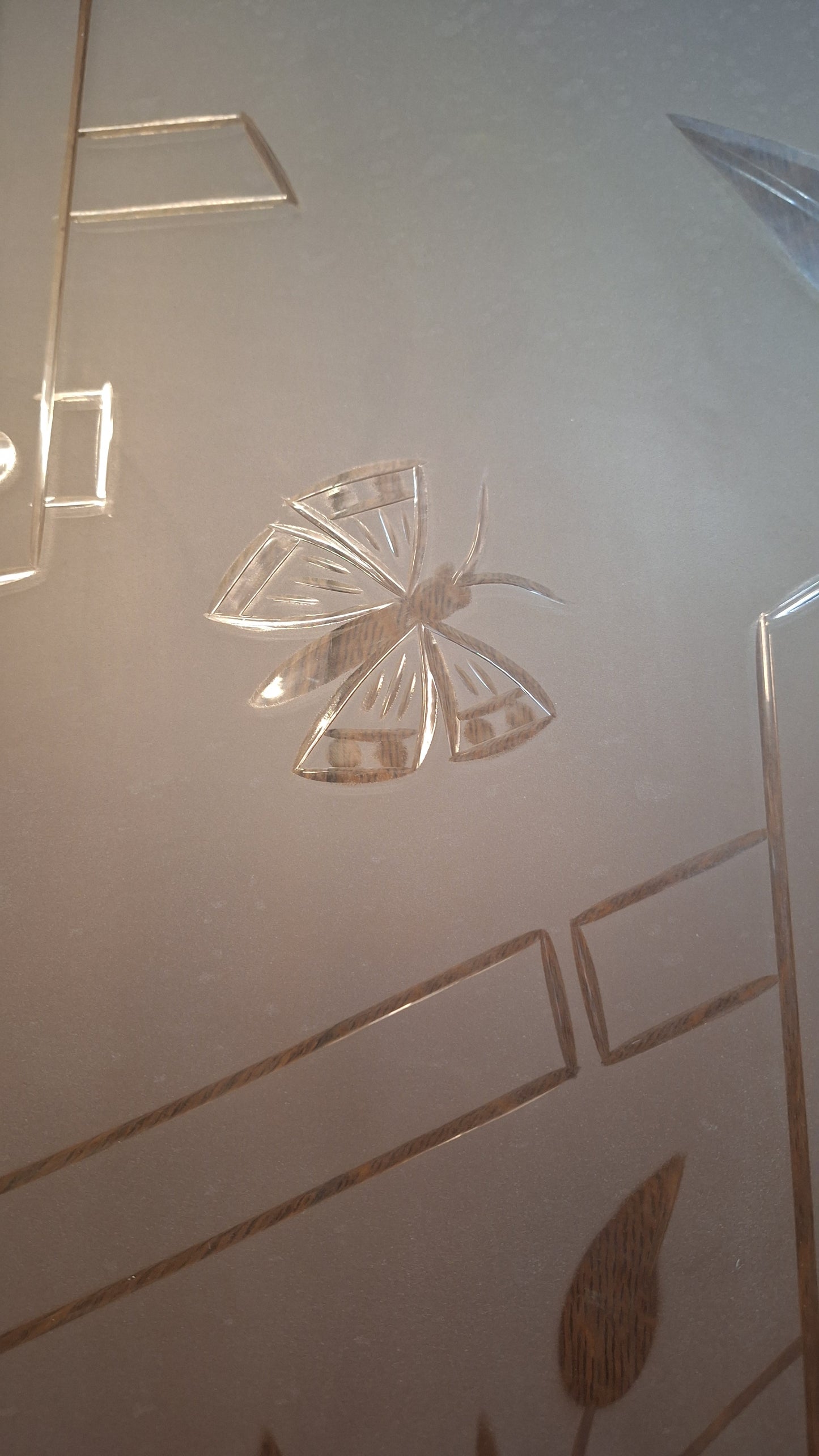 Victorian Etched Glass Door, Antique Eastlake Interior Door