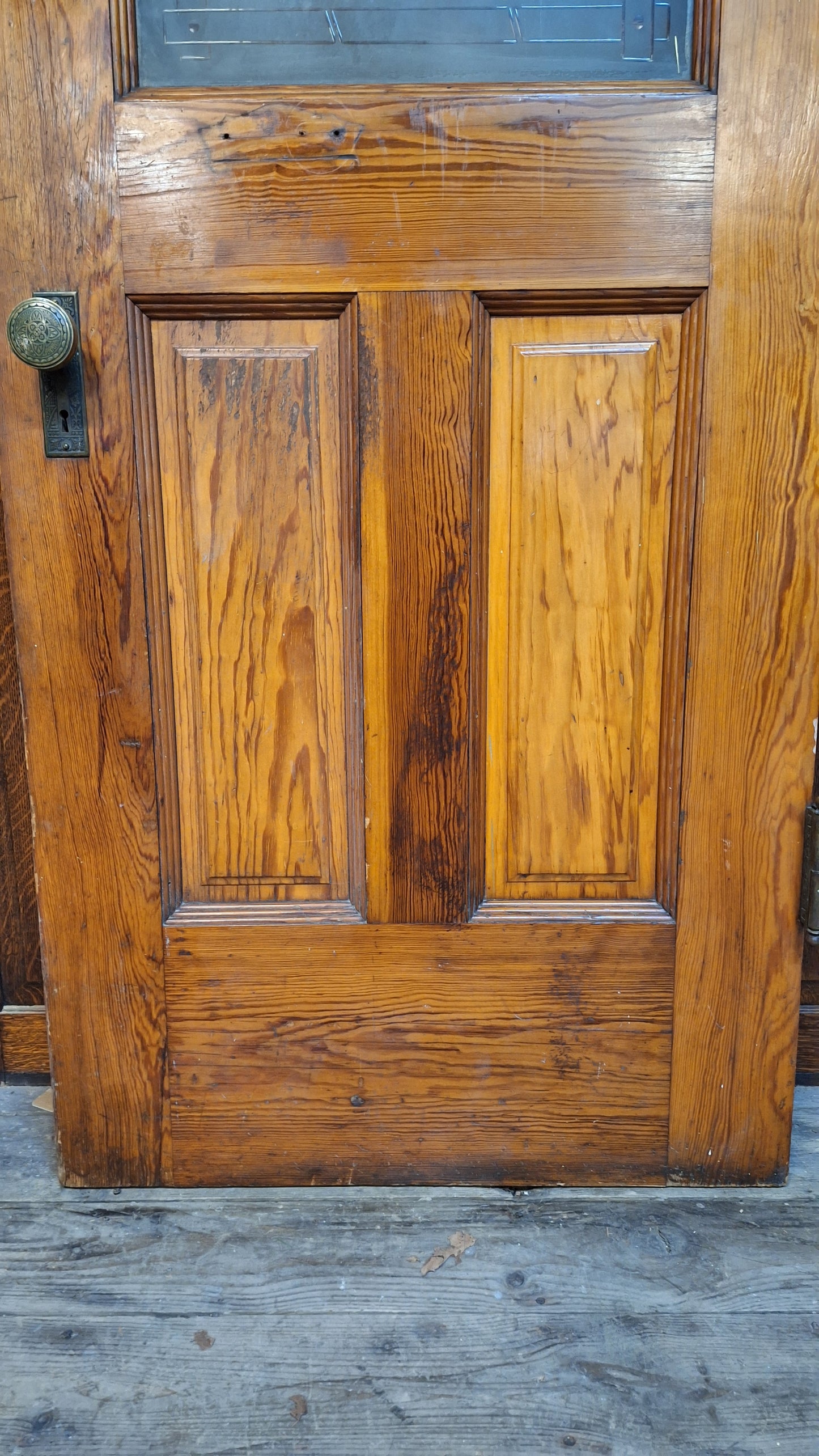 Victorian Etched Glass Door, Antique Eastlake Interior Door