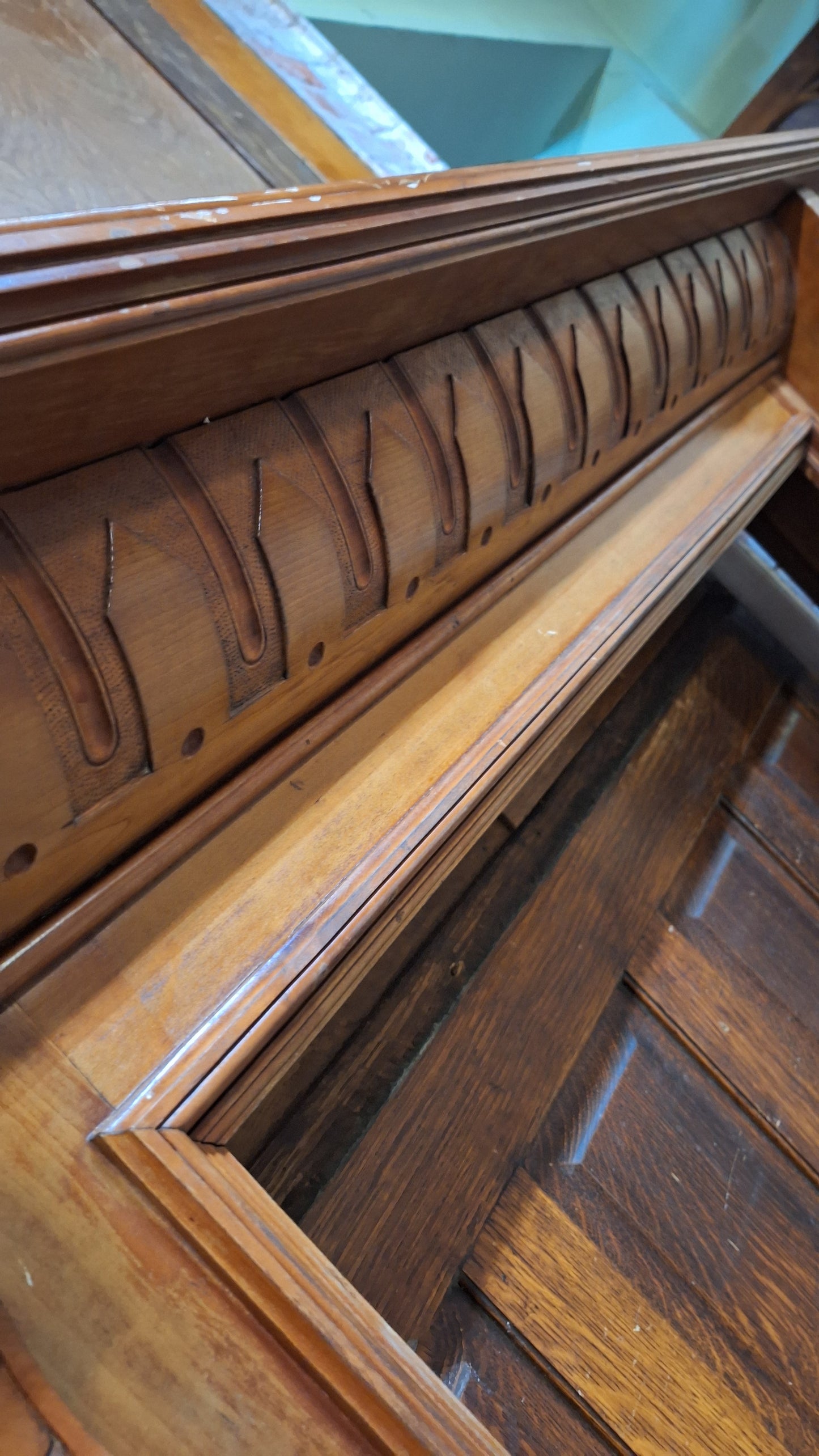 Carved Wood Antique Mantle, Victorian Era Fireplace Surround