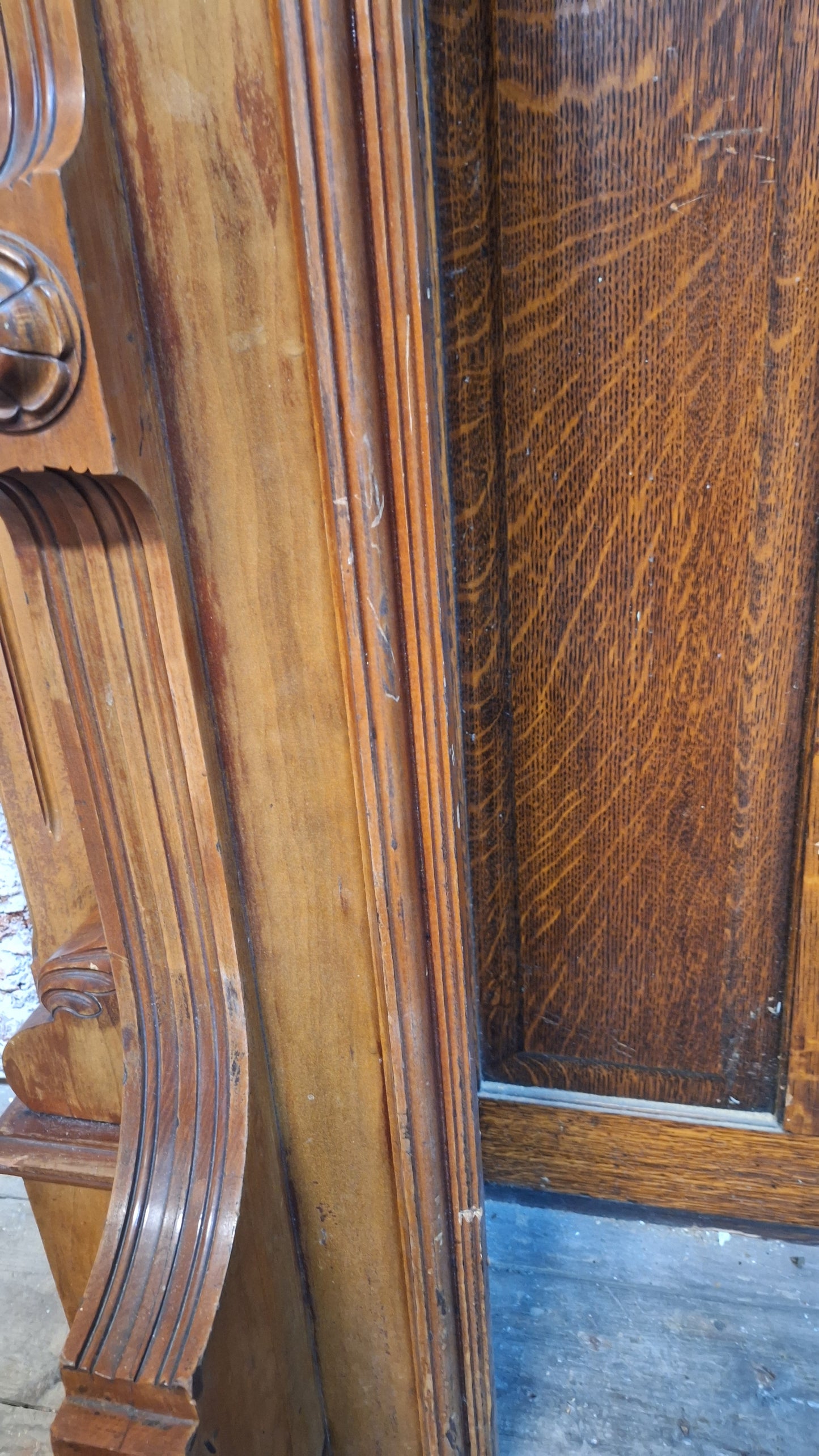 Carved Wood Antique Mantle, Victorian Era Fireplace Surround