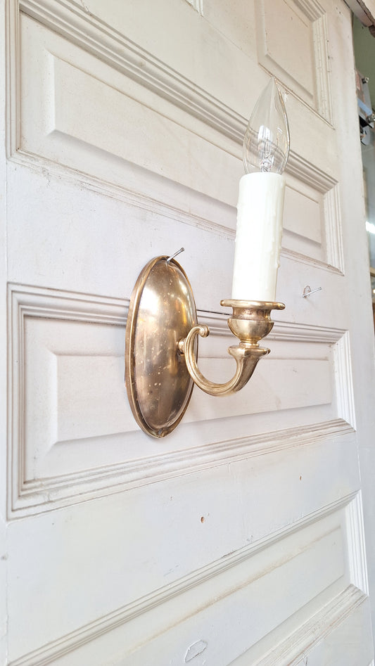 Vintage Brass Sconce with Candle Socket, Antique Wall Mount Light