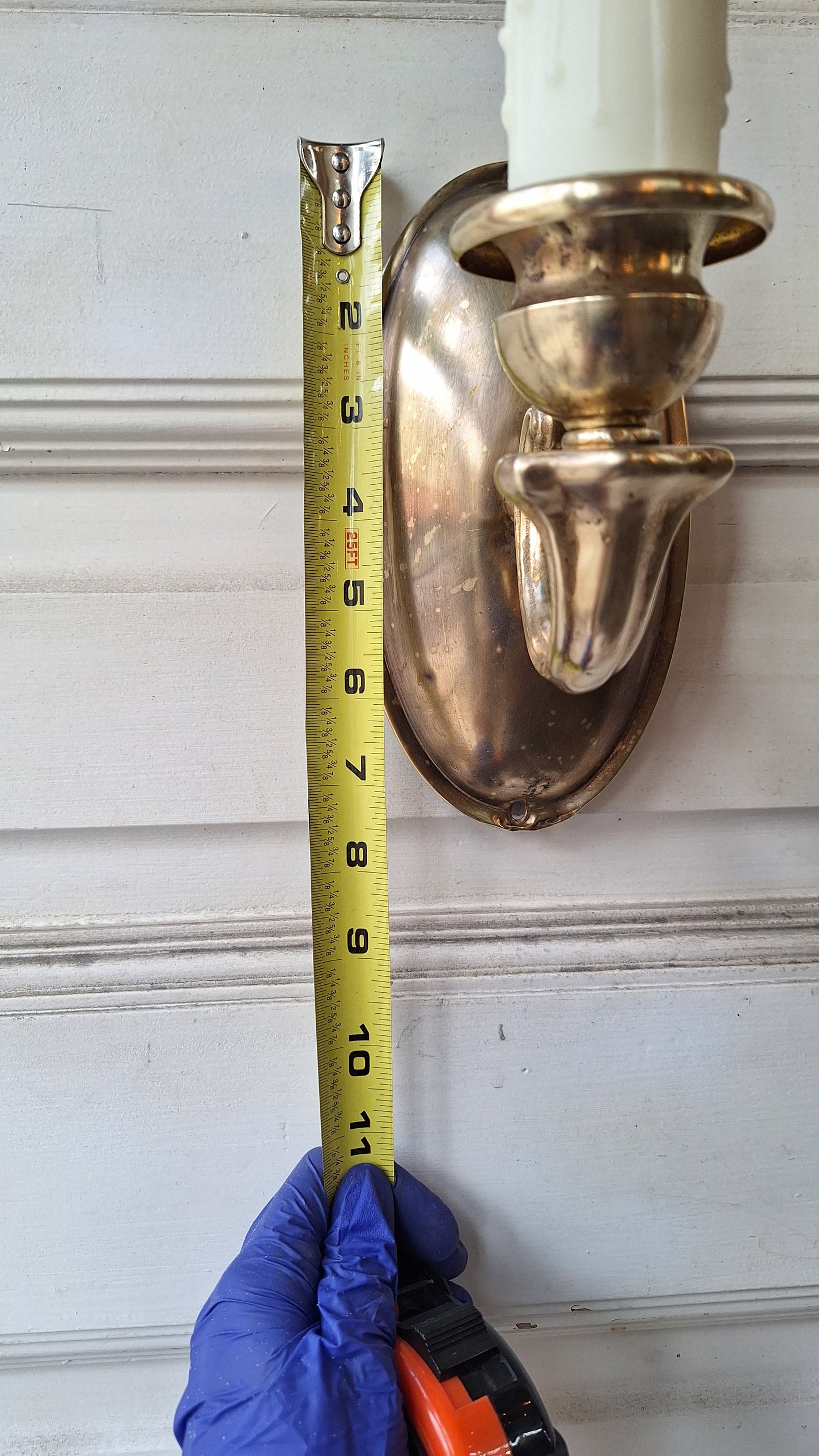 Vintage Brass Sconce with Candle Socket, Antique Wall Mount Light