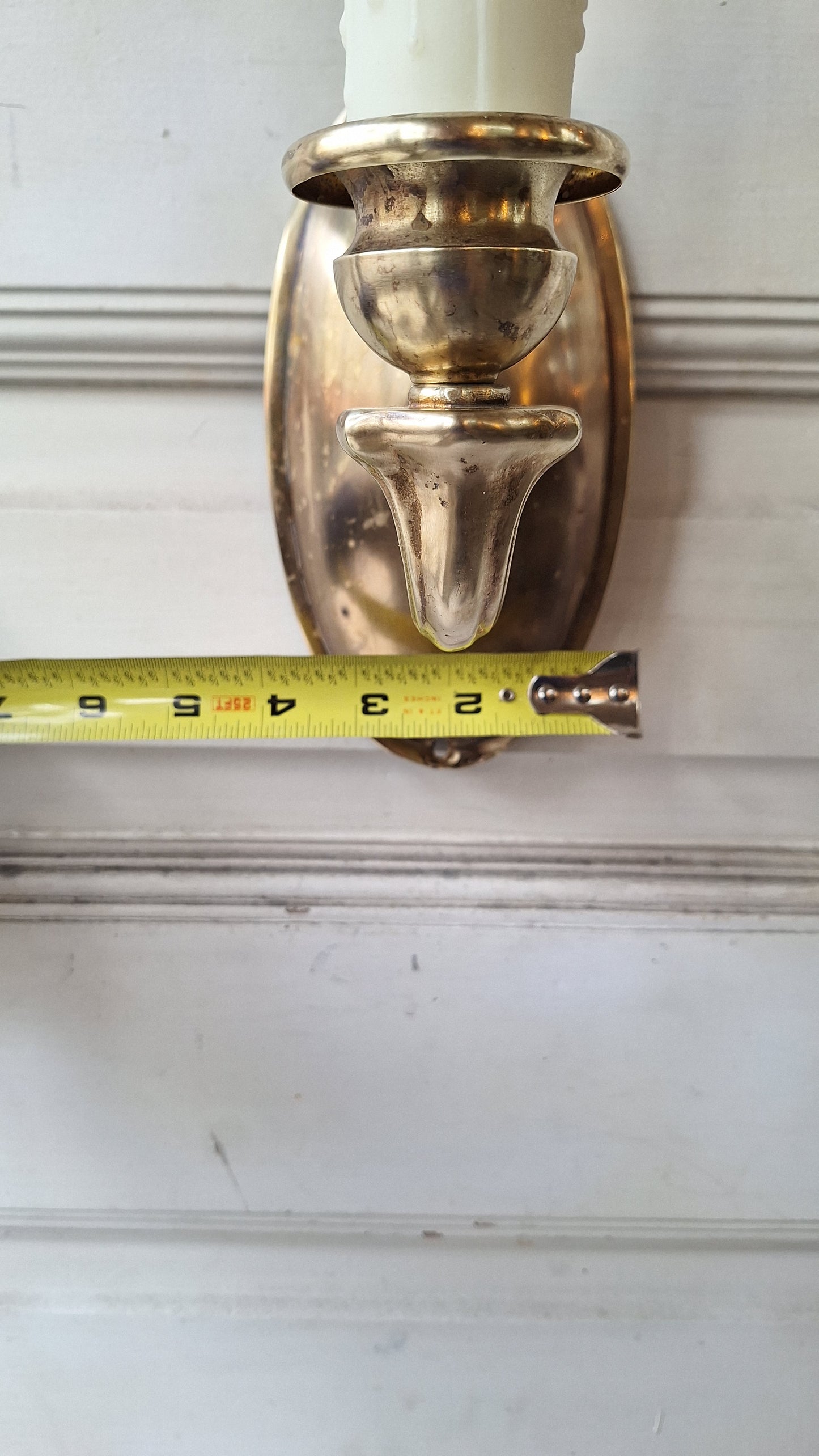 Vintage Brass Sconce with Candle Socket, Antique Wall Mount Light