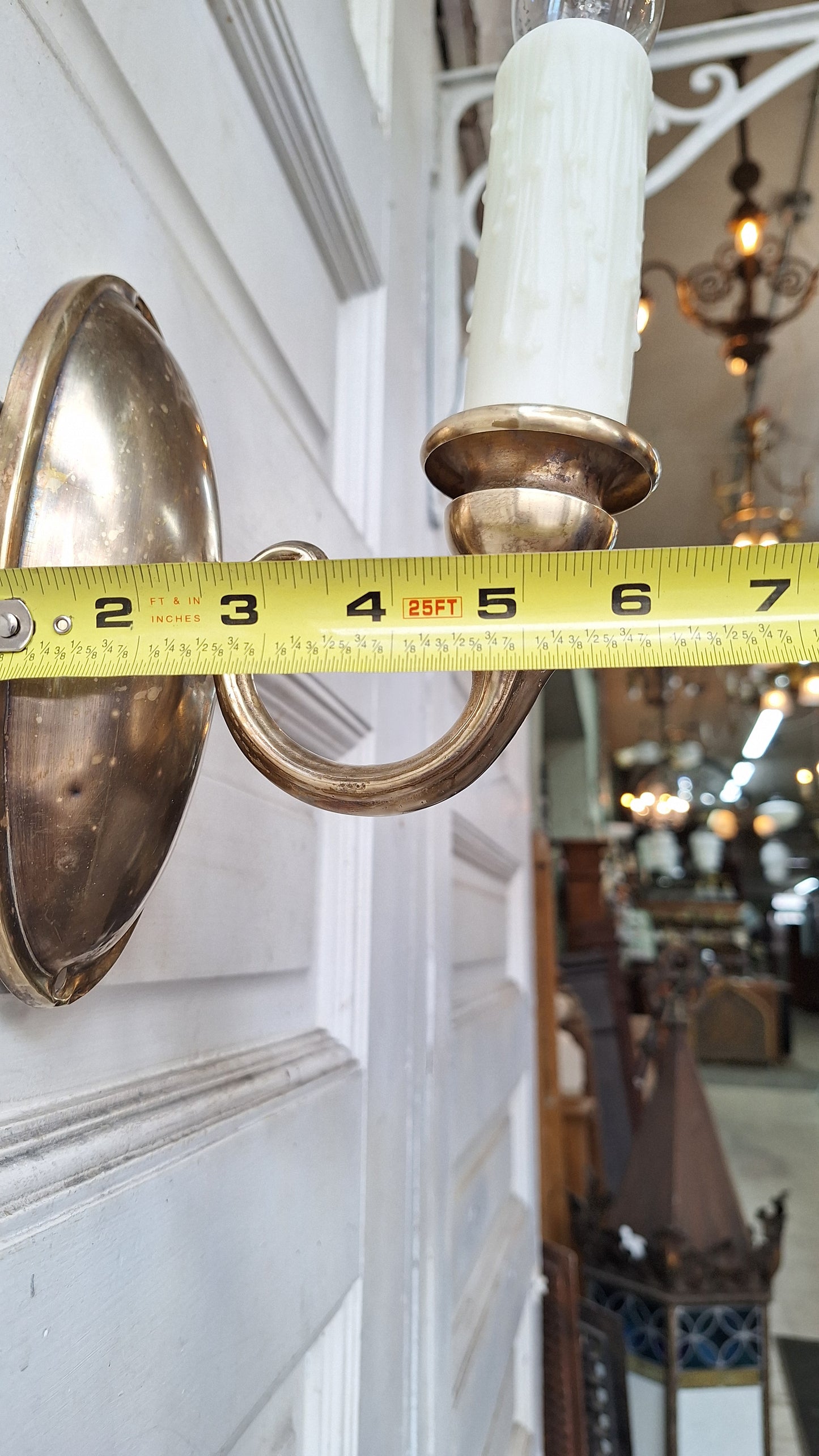 Vintage Brass Sconce with Candle Socket, Antique Wall Mount Light