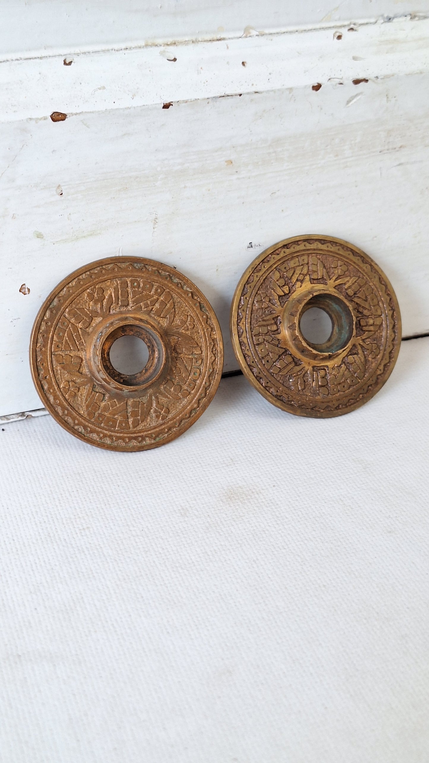 Antique Bronze Door Rosettes, Round Doorknob Back Plates