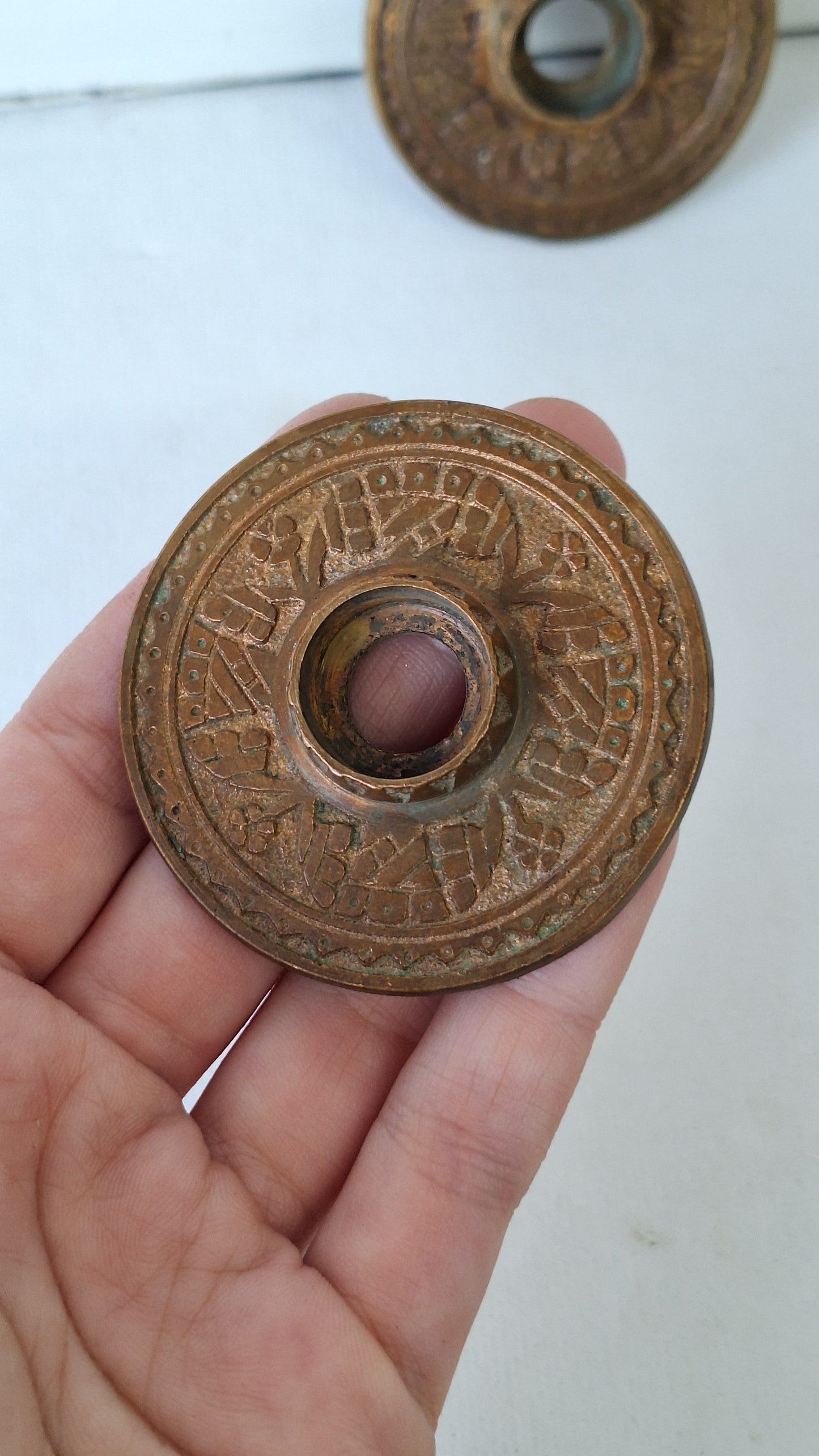 Antique Bronze Door Rosettes, Round Doorknob Back Plates