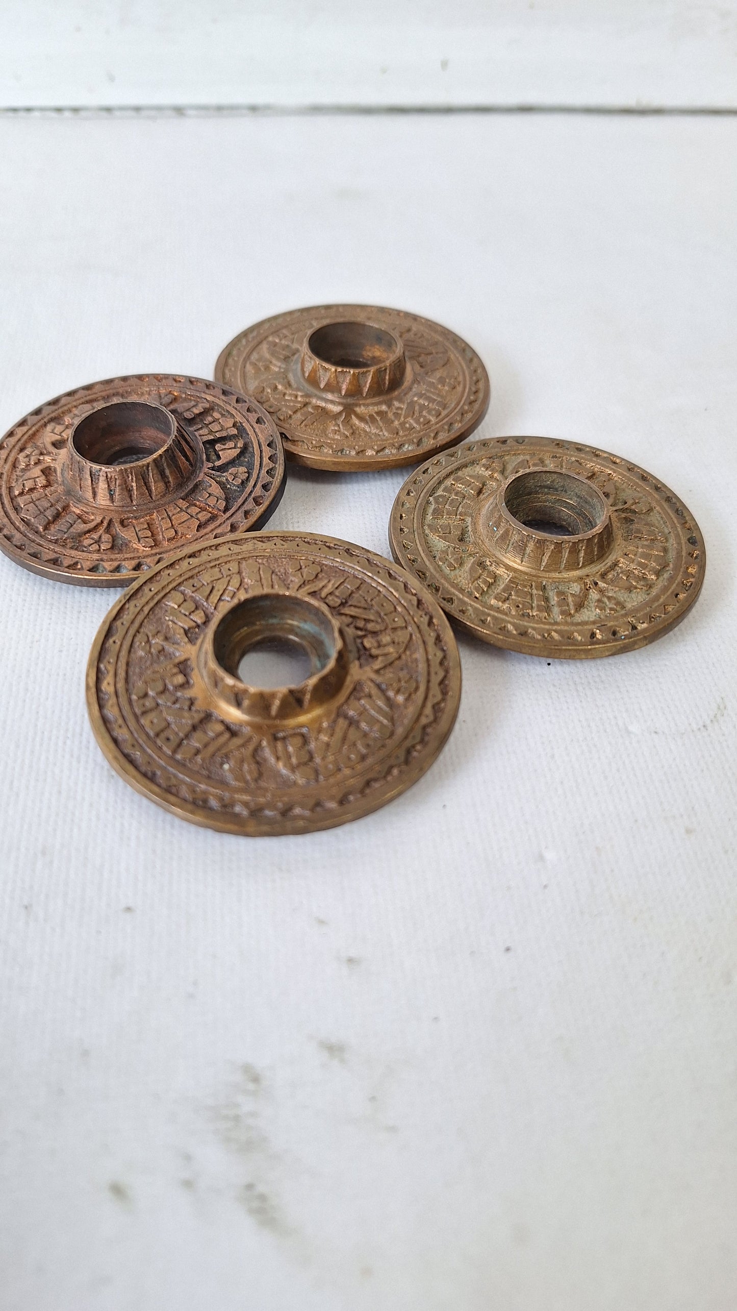 Antique Bronze Door Rosettes, Round Doorknob Back Plates