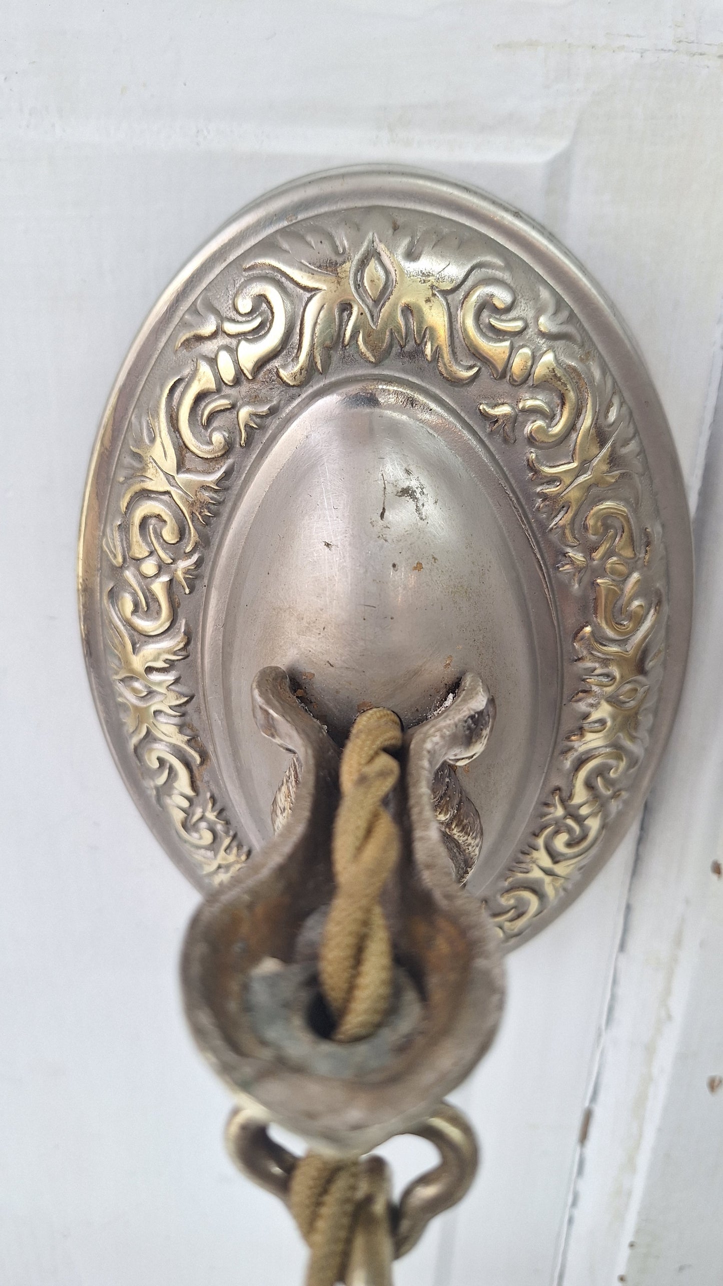 Antique Fluted Glass Shade Sconce, Silver and Gold Wall Light