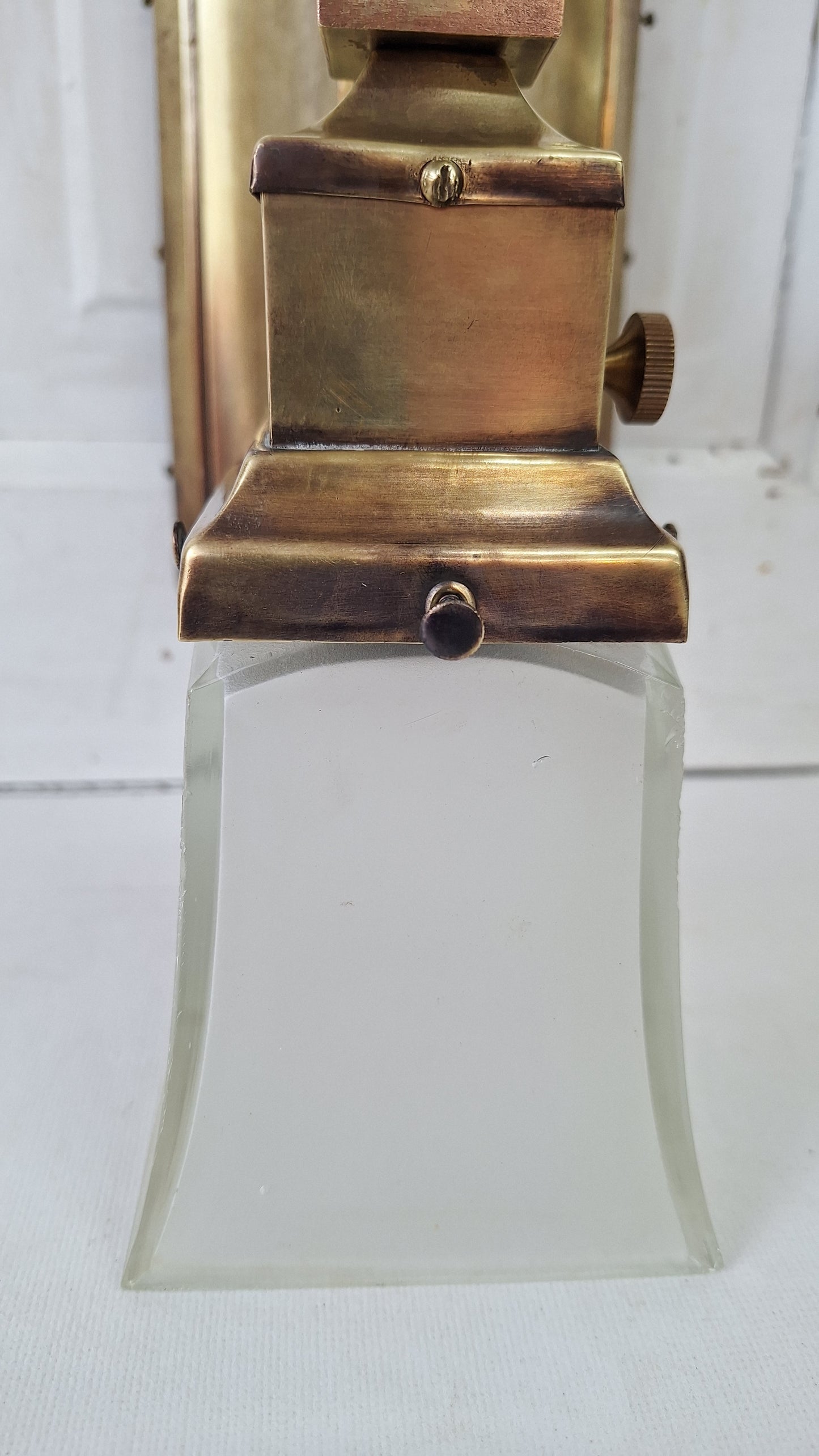 Mission Style Vintage Brass Sconce, Arts and Crafts Square Style Wall Sconce